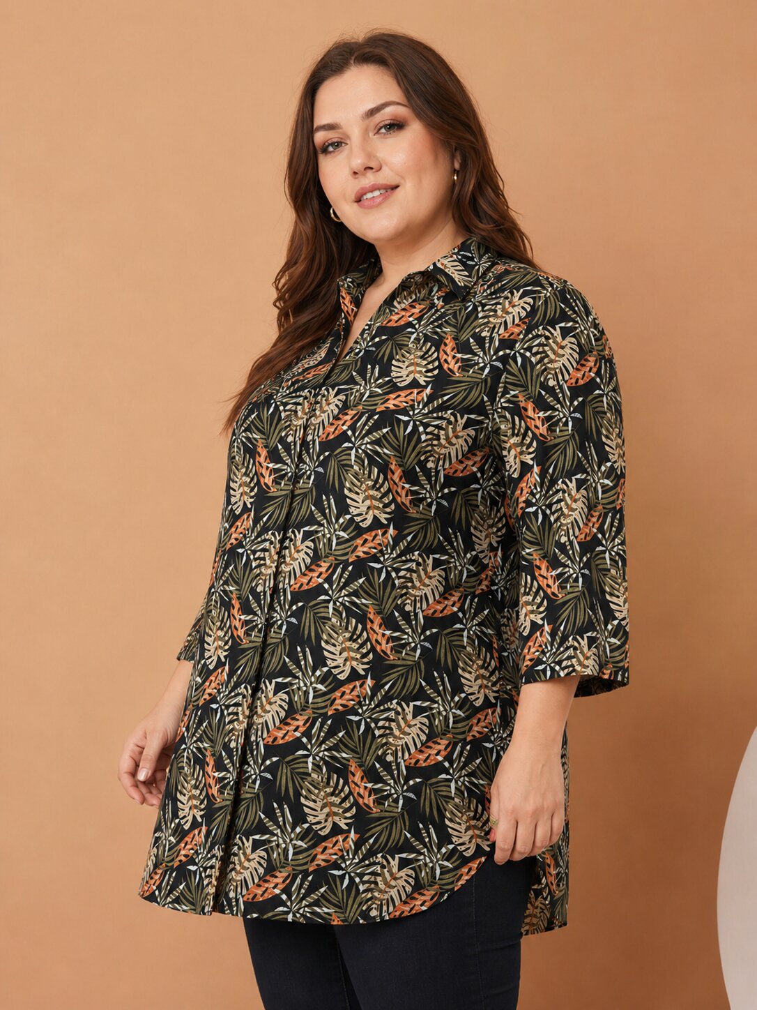 U&F Beyond Black Floral Print Ruffle Hem Plus Size Midi Dress