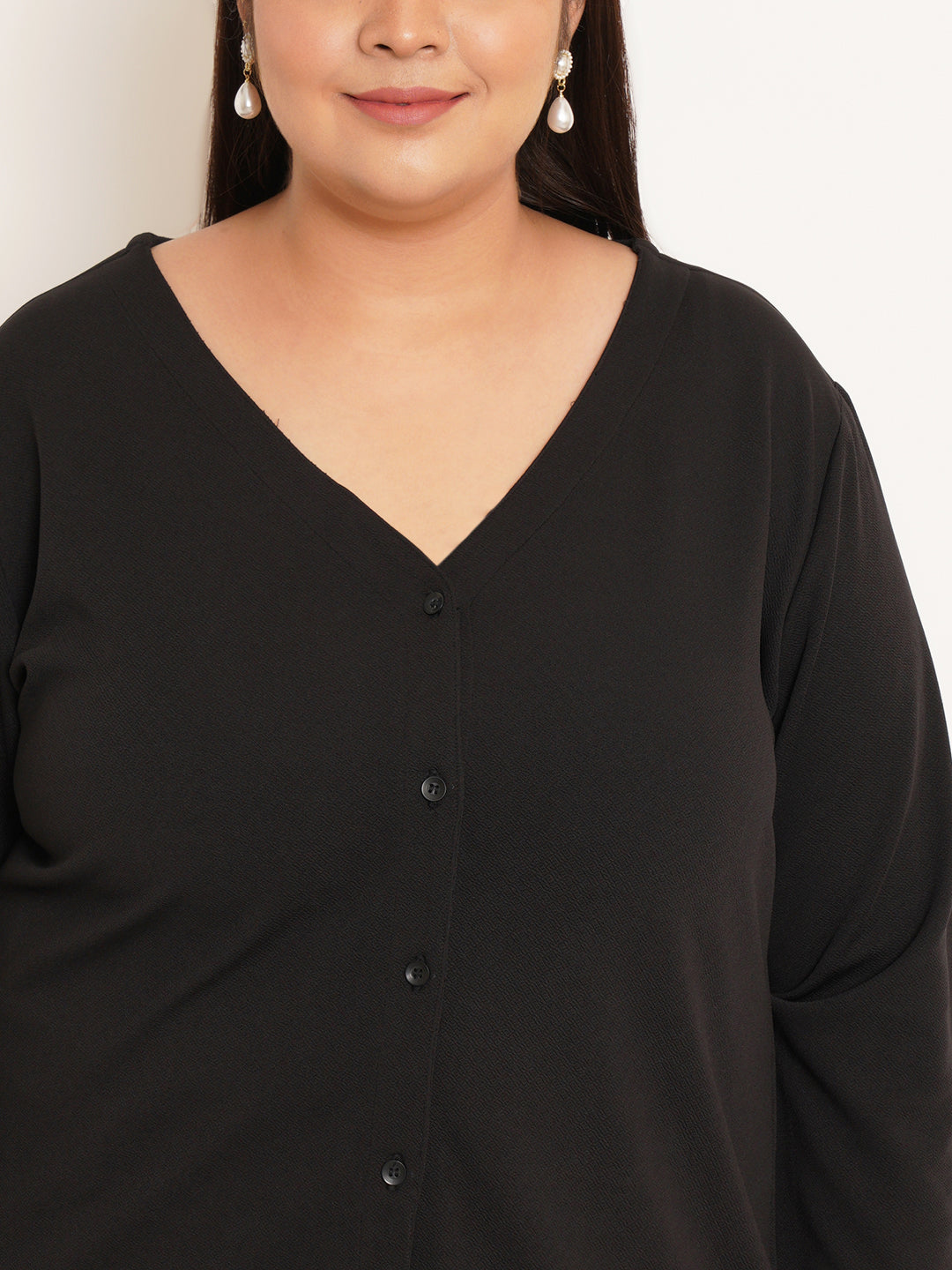 Women Plus Size V-Neck Shirt Style Top