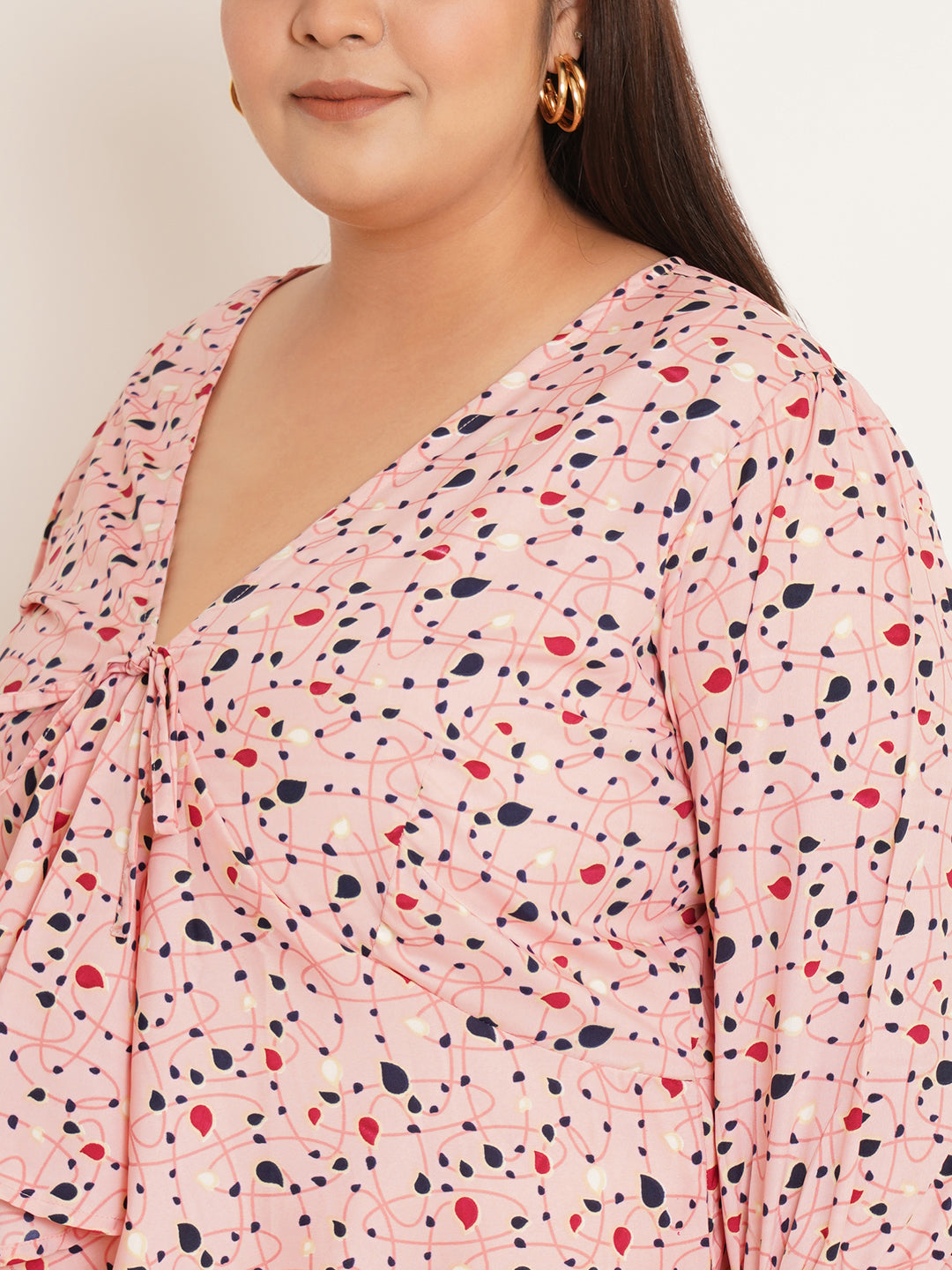 Women Plus Size Abstract Printed High-Low Top