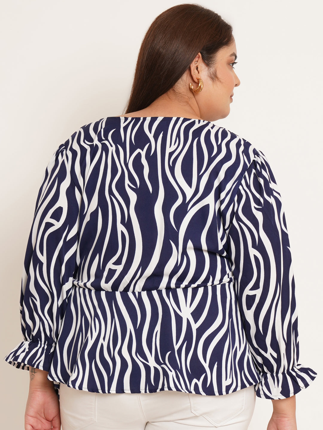 Women Plus Size Animal Printed Wrap Top