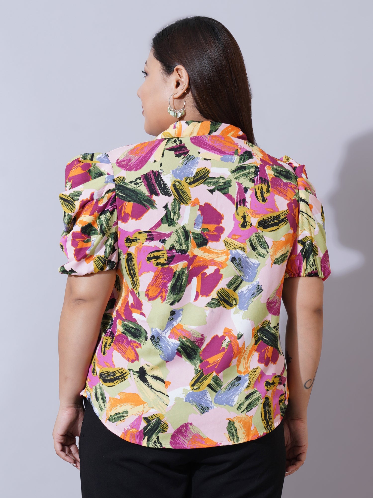 Women Plus Size Relaxed Printed Casual Shirt
