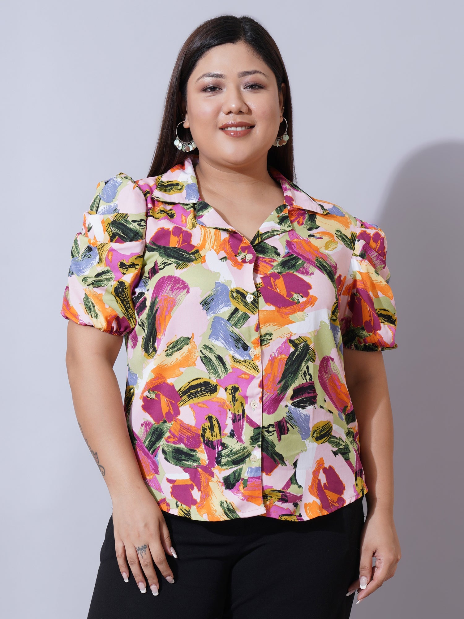 Women Plus Size Relaxed Printed Casual Shirt