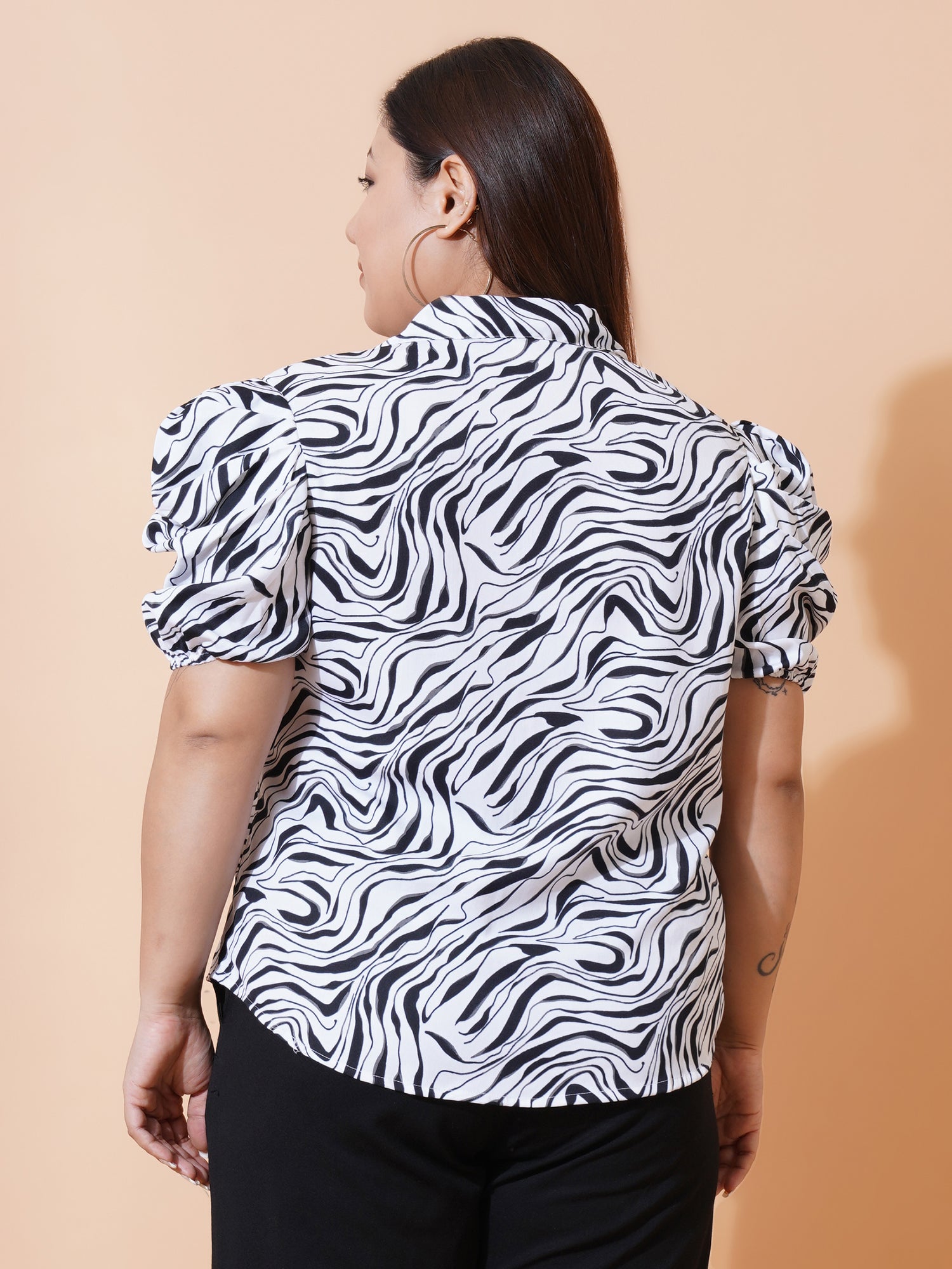 Women Plus Size Relaxed Opaque Printed Casual Shirt