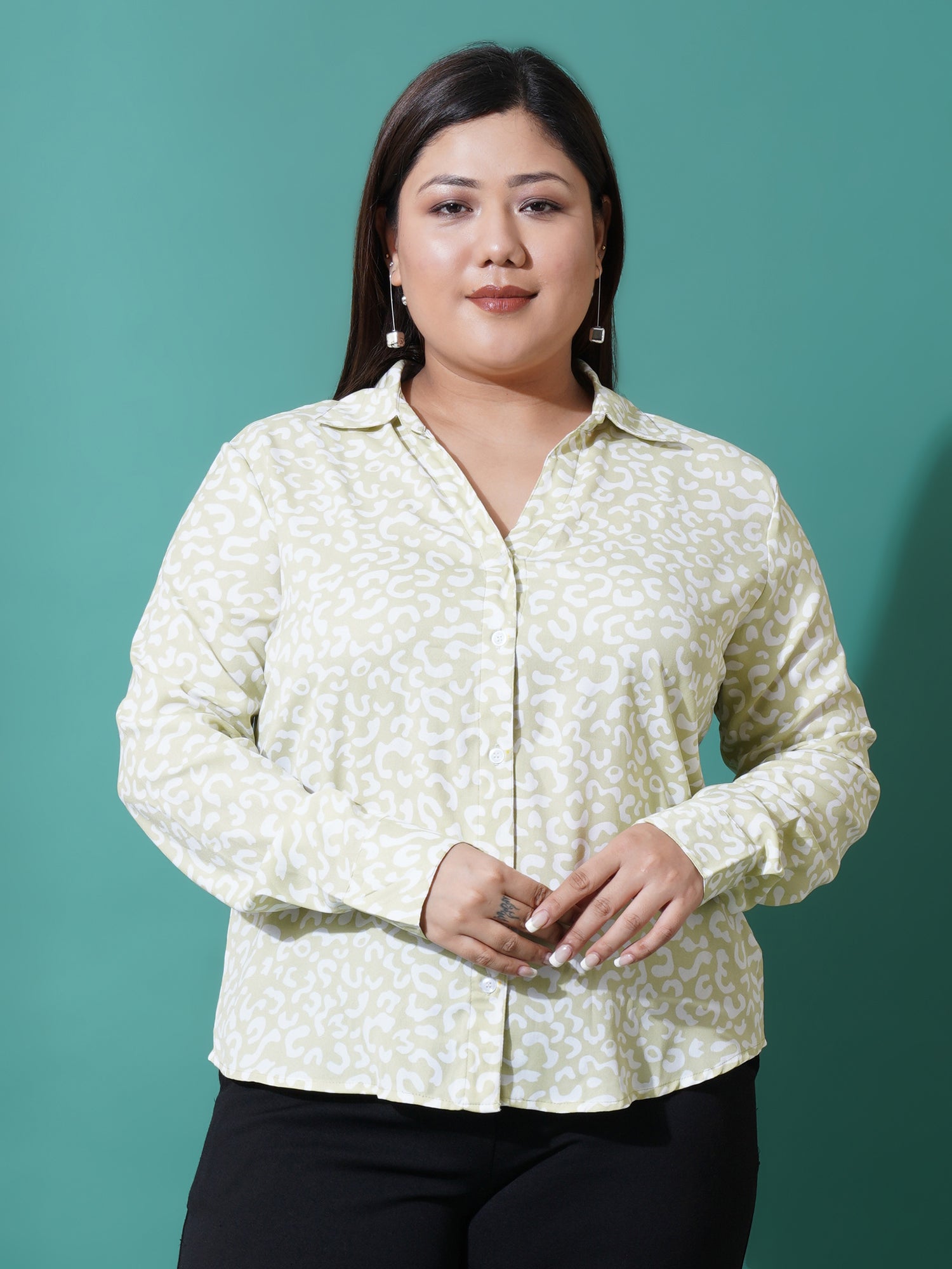 Women Plus Size Relaxed Opaque Printed Casual Shirt