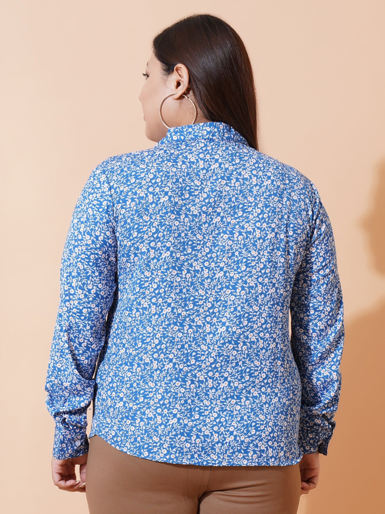 Women Plus Size Relaxed Opaque Printed Casual Shirt