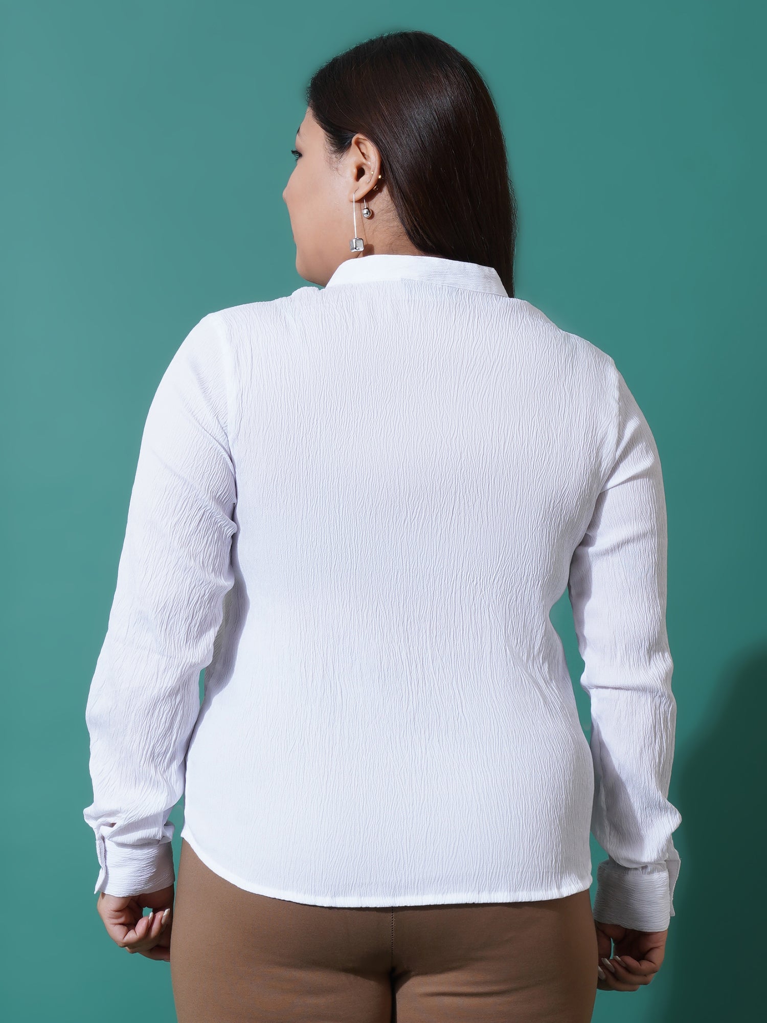 Women Plus Size Relaxed Opaque Striped Formal Shirt