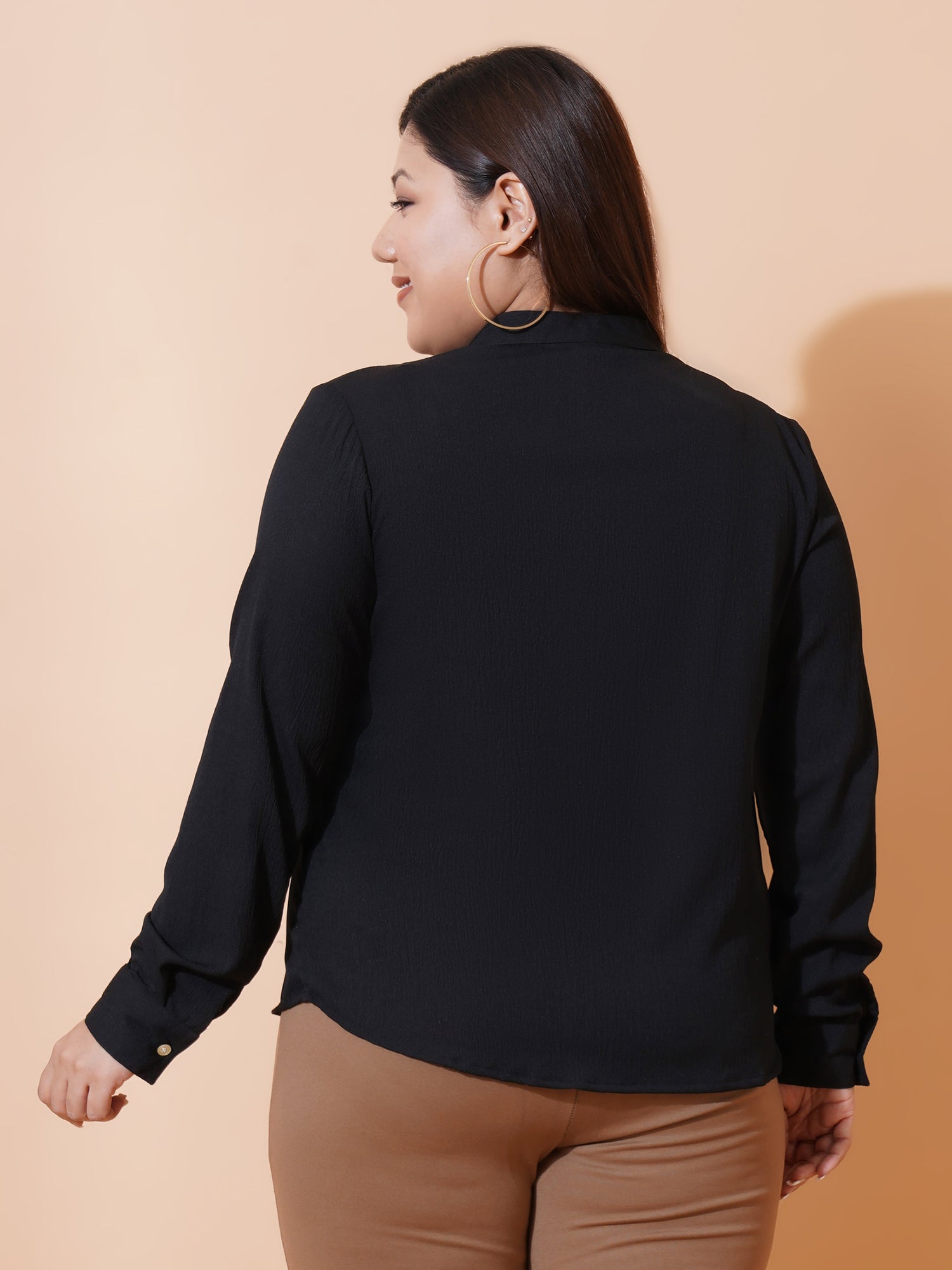 Women Plus Size Relaxed Opaque Formal Shirt