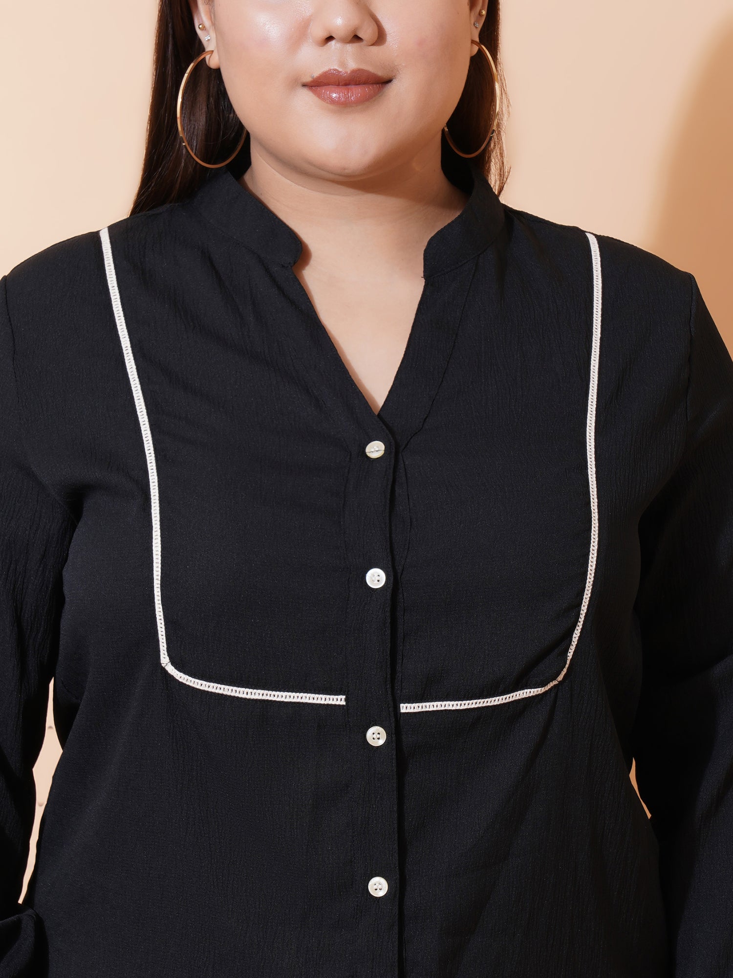 Women Plus Size Relaxed Opaque Formal Shirt