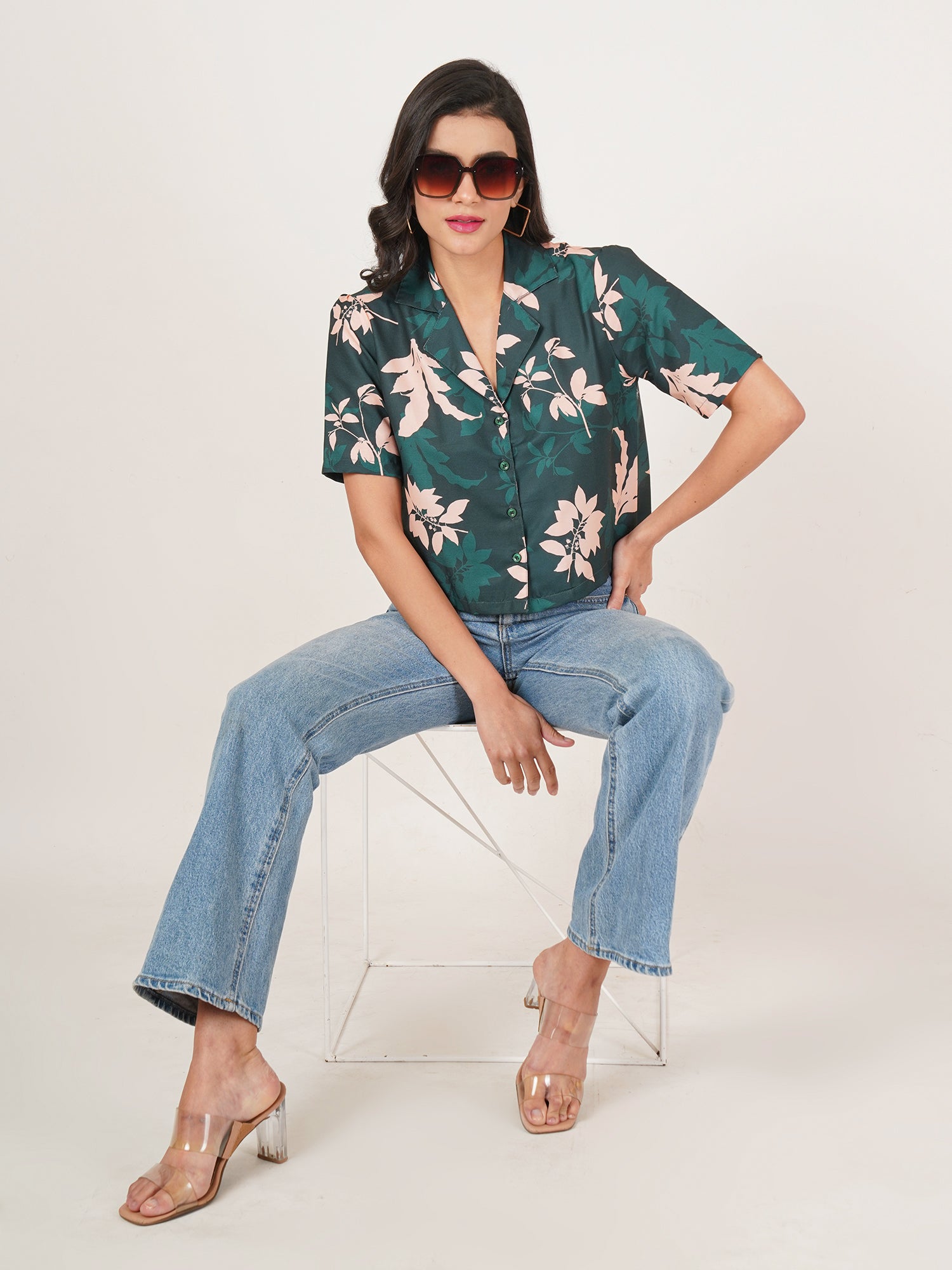 U&F Women Original Slim Fit Floral Opaque Printed Casual Shirt