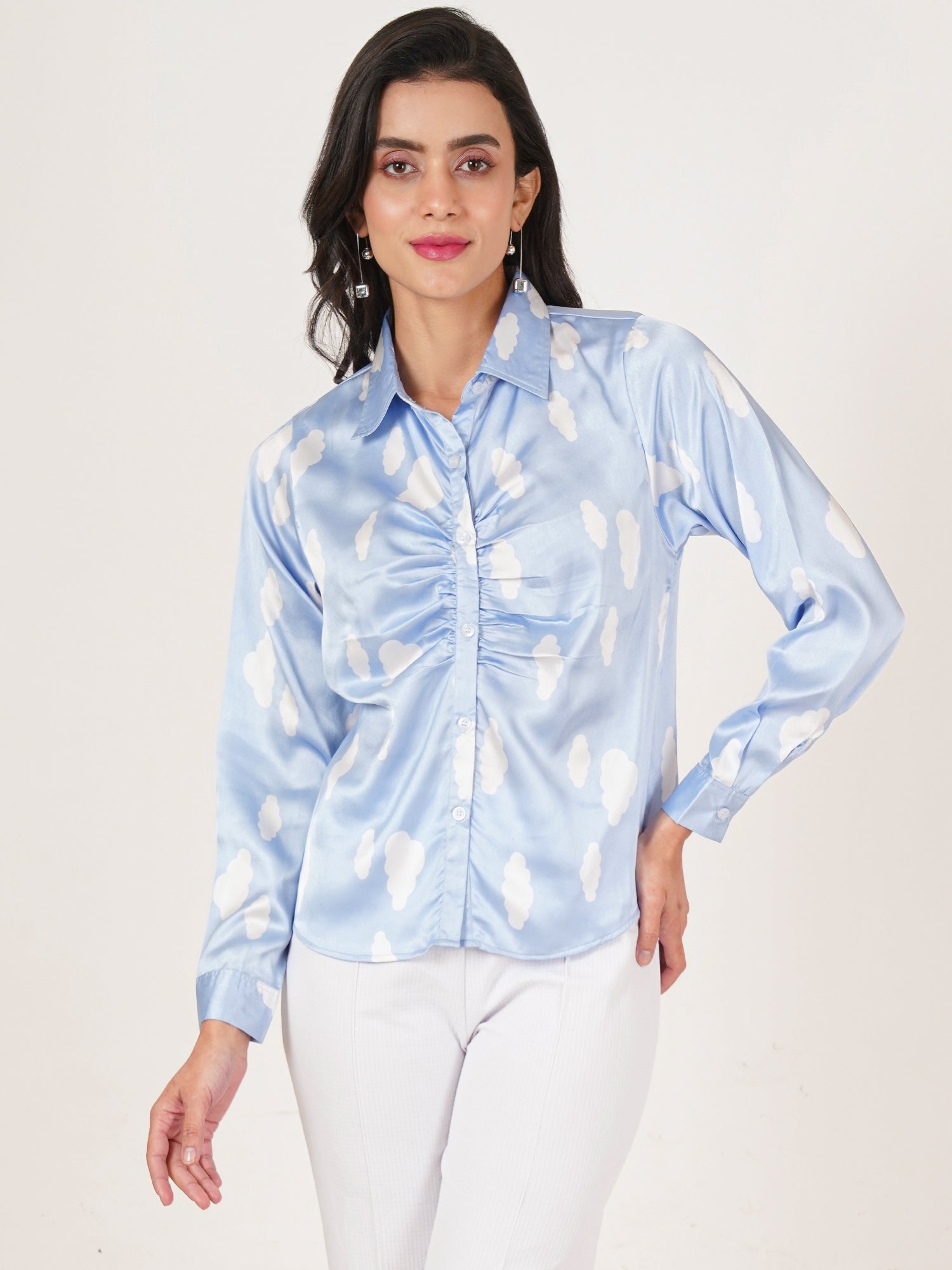 U&F Women Original Slim Fit Opaque Printed Casual Shirt