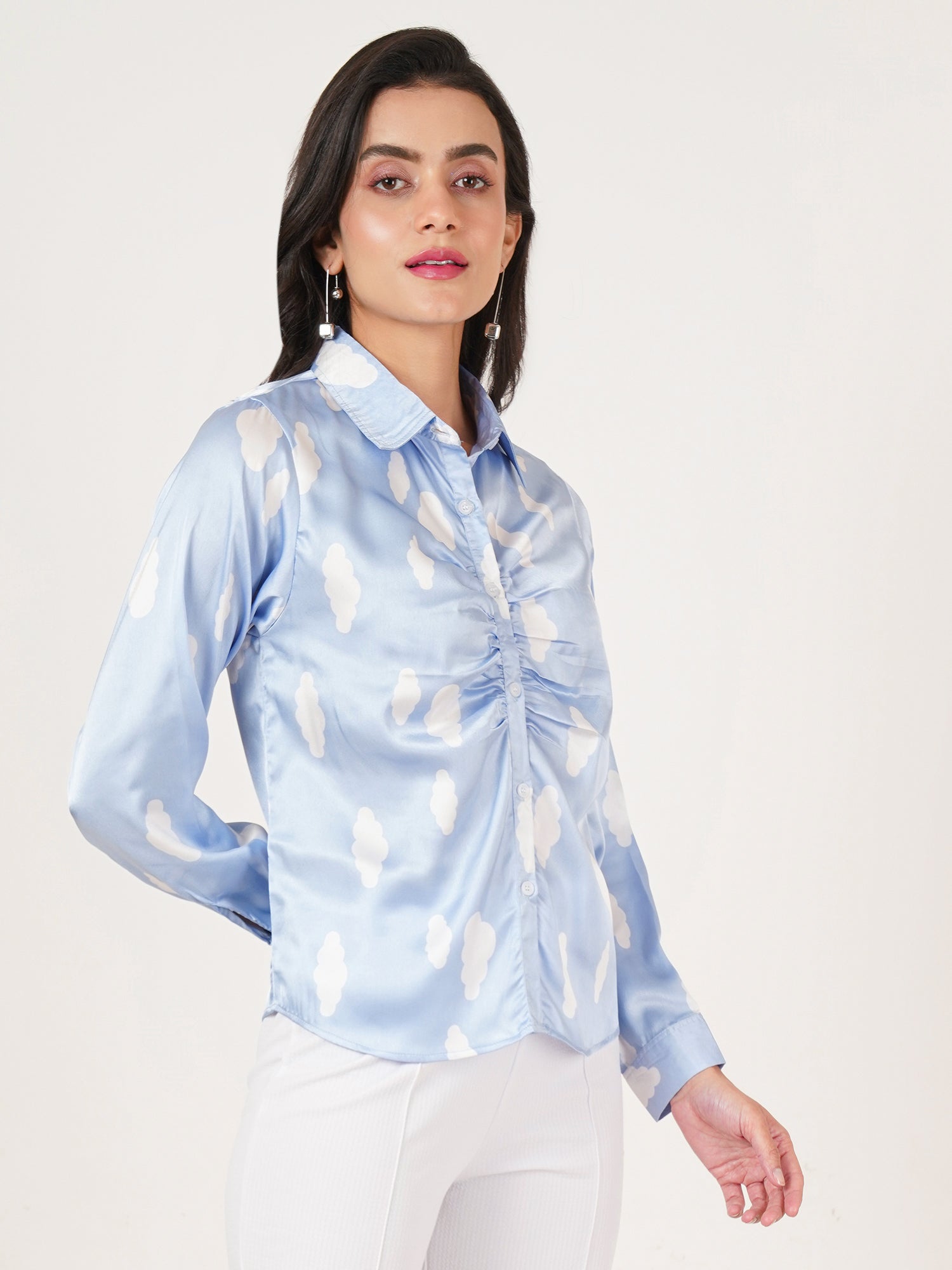 U&F Women Original Slim Fit Opaque Printed Casual Shirt