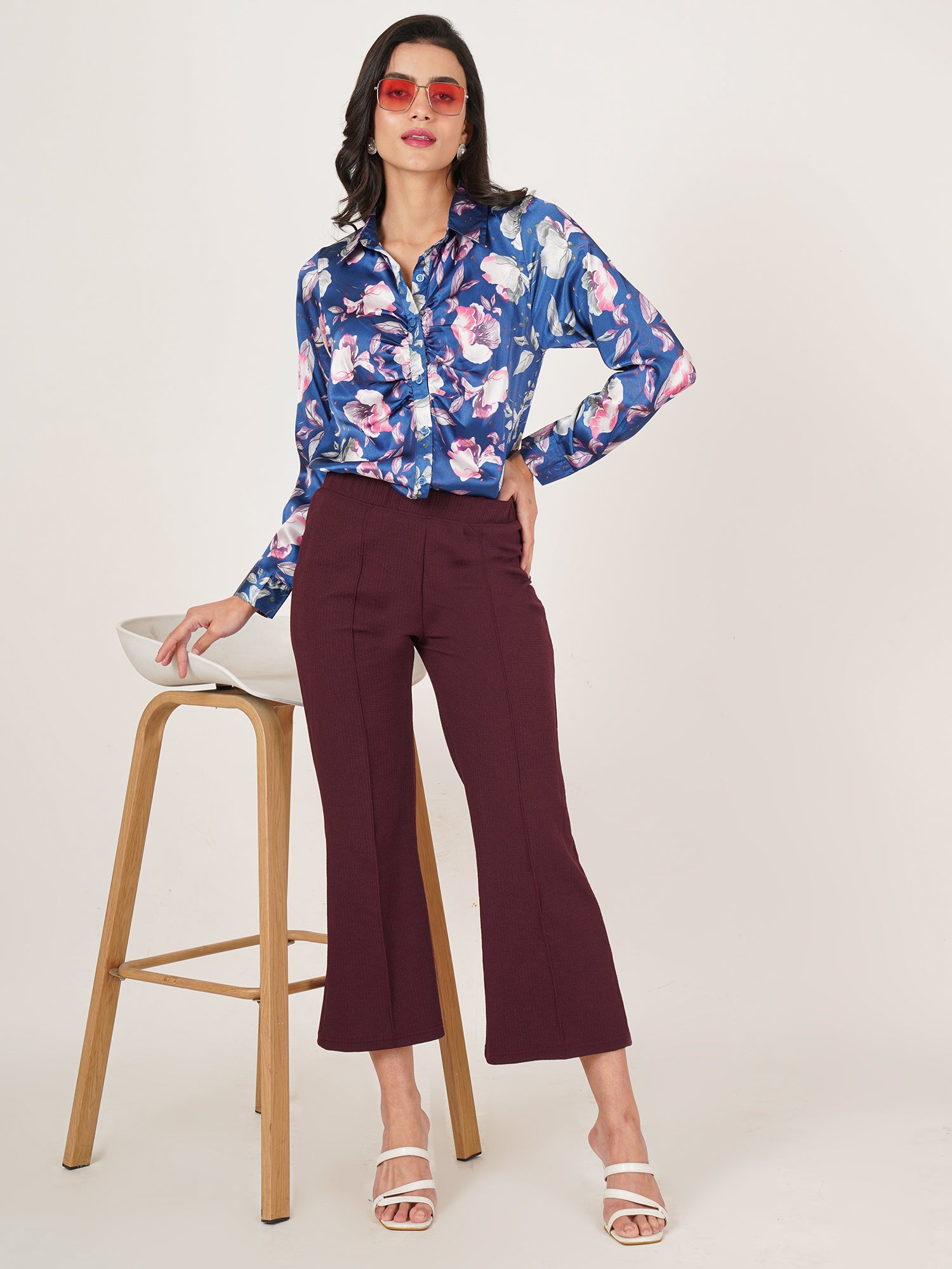 U&F Women Original Slim Fit Floral Opaque Printed Casual Shirt