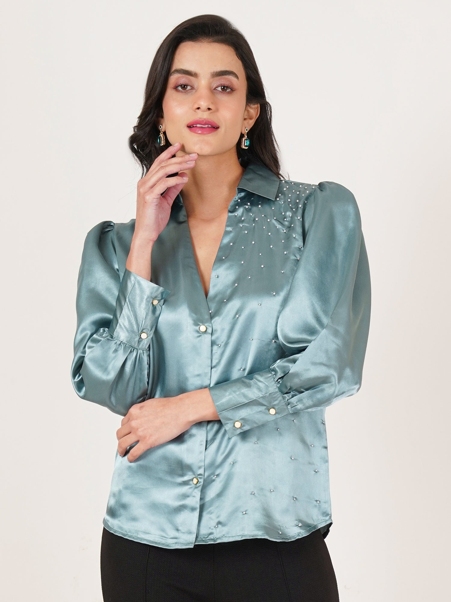 U&F Women Original Slim Fit Opaque Printed Party Shirt