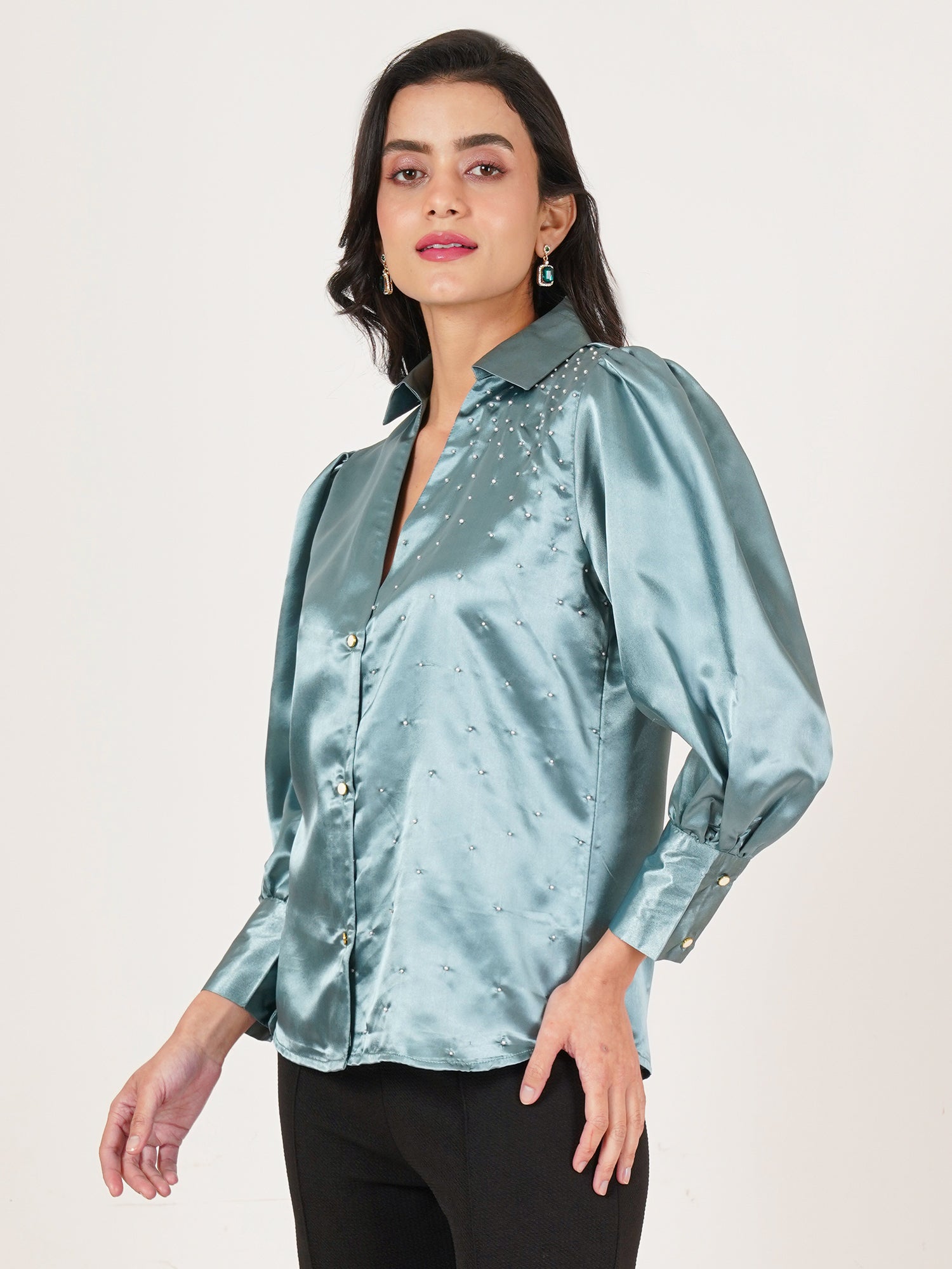 U&F Women Original Slim Fit Opaque Printed Party Shirt