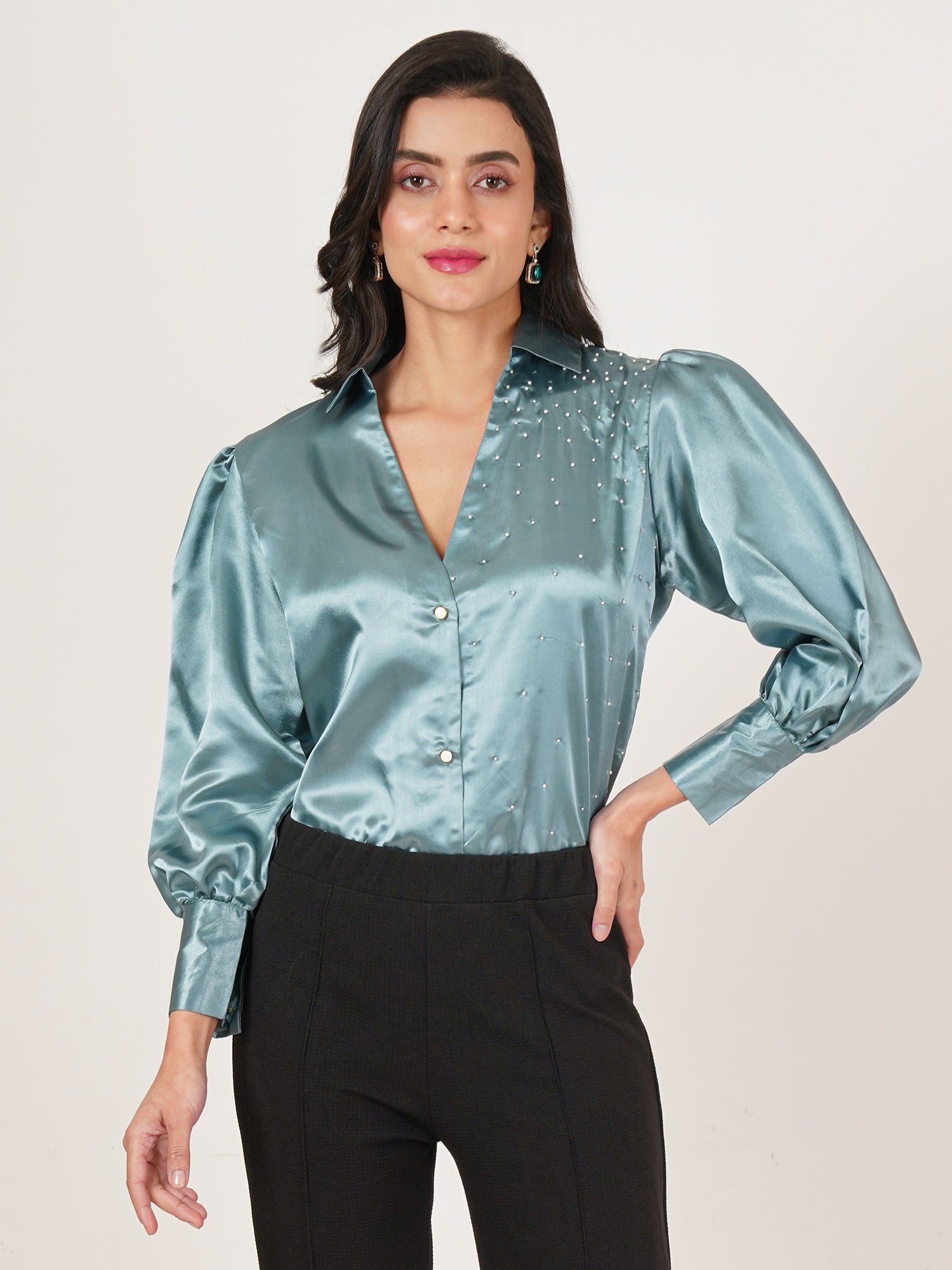 U&F Women Original Slim Fit Opaque Printed Party Shirt