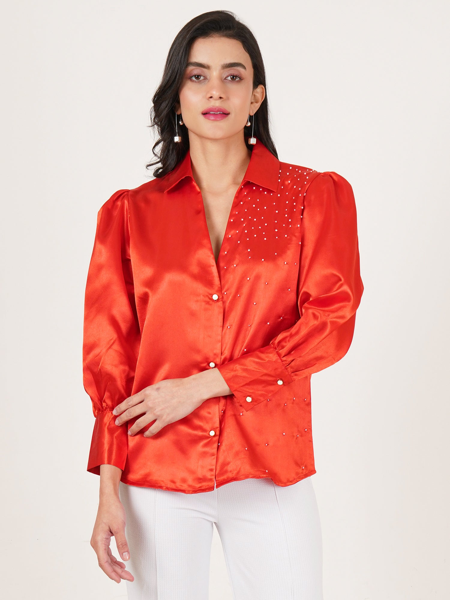 U&F Women Original Slim Fit Opaque Printed Party Shirt