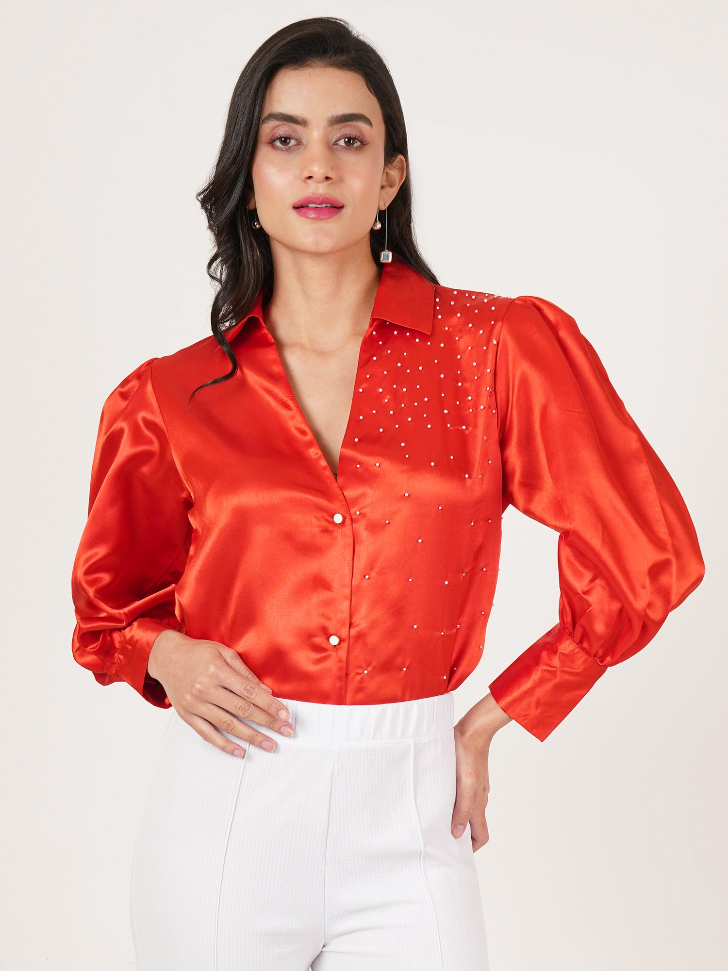 U&F Women Original Slim Fit Opaque Printed Party Shirt