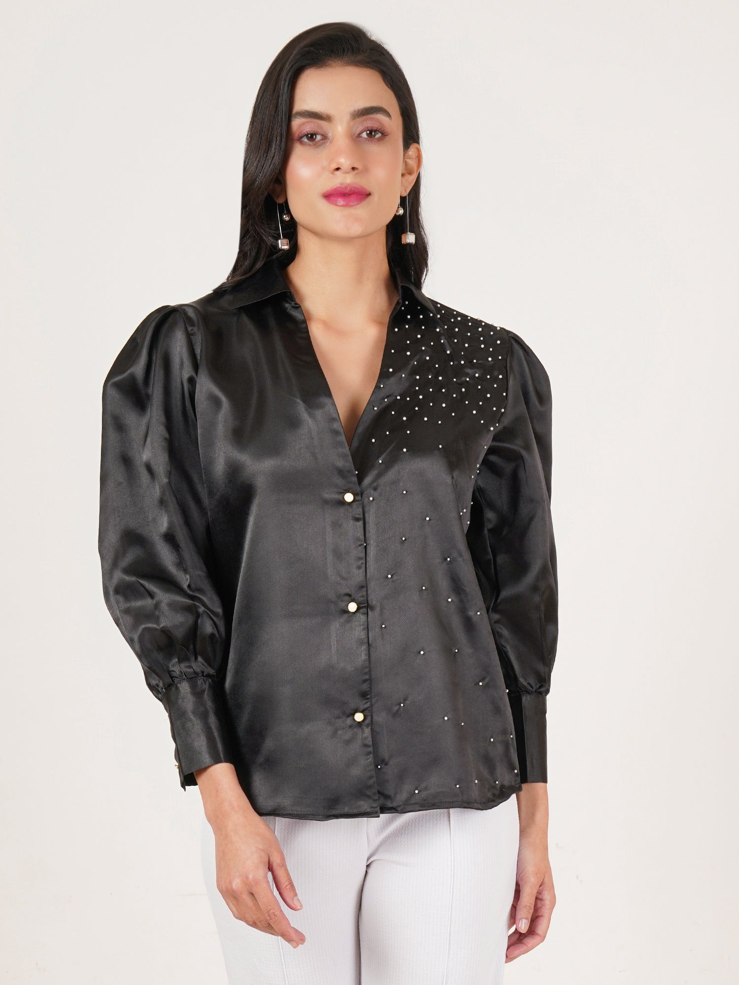 U&F Women Original Slim Fit Opaque Printed Party Shirt