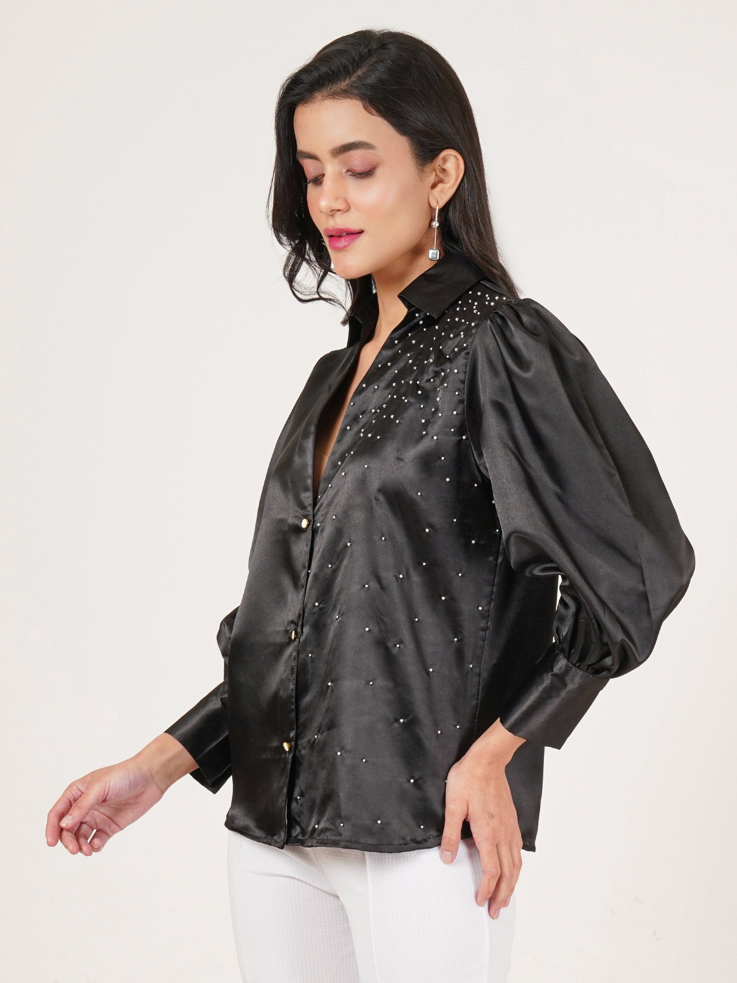 U&F Women Original Slim Fit Opaque Printed Party Shirt