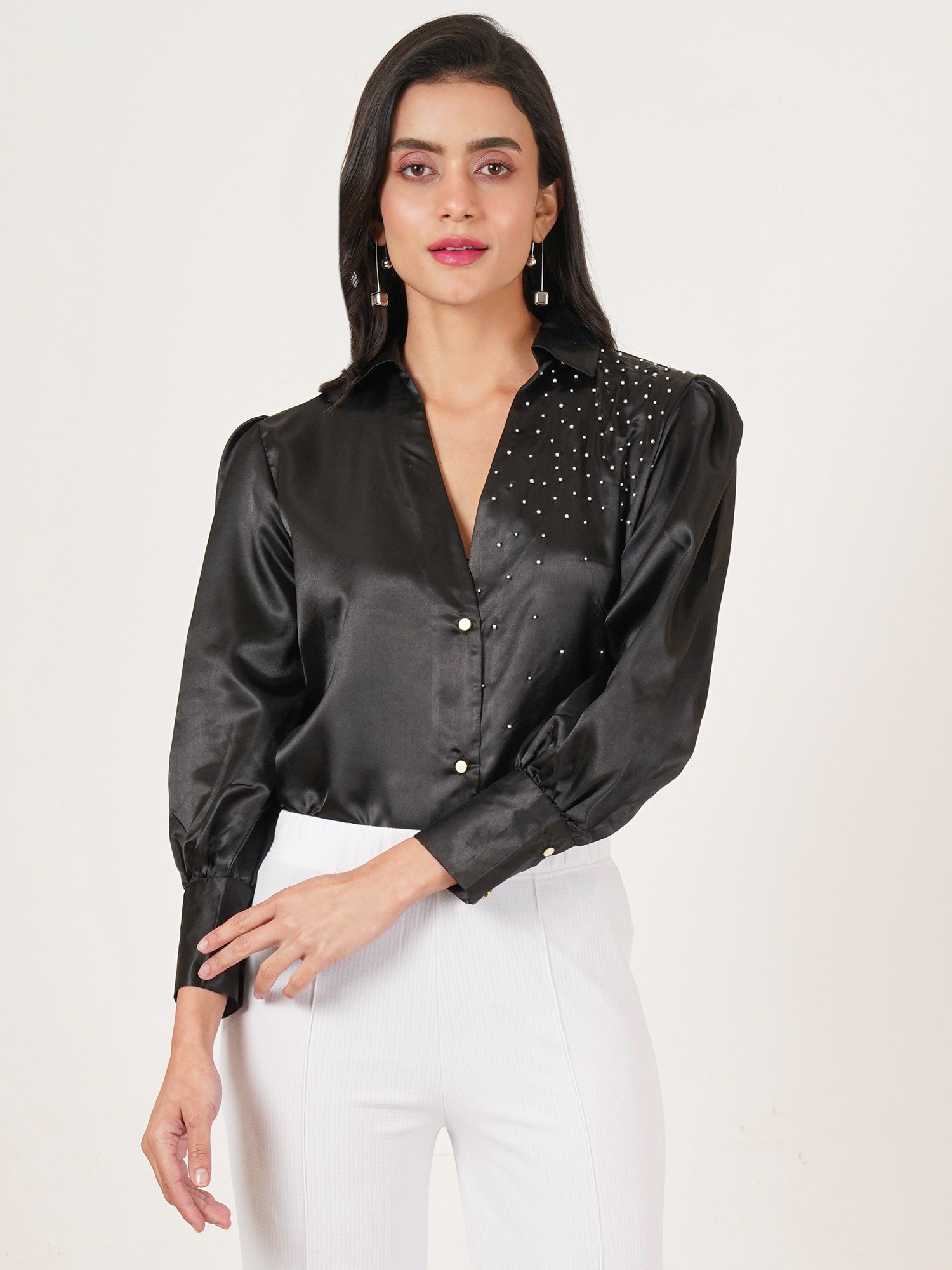 U&F Women Original Slim Fit Opaque Printed Party Shirt