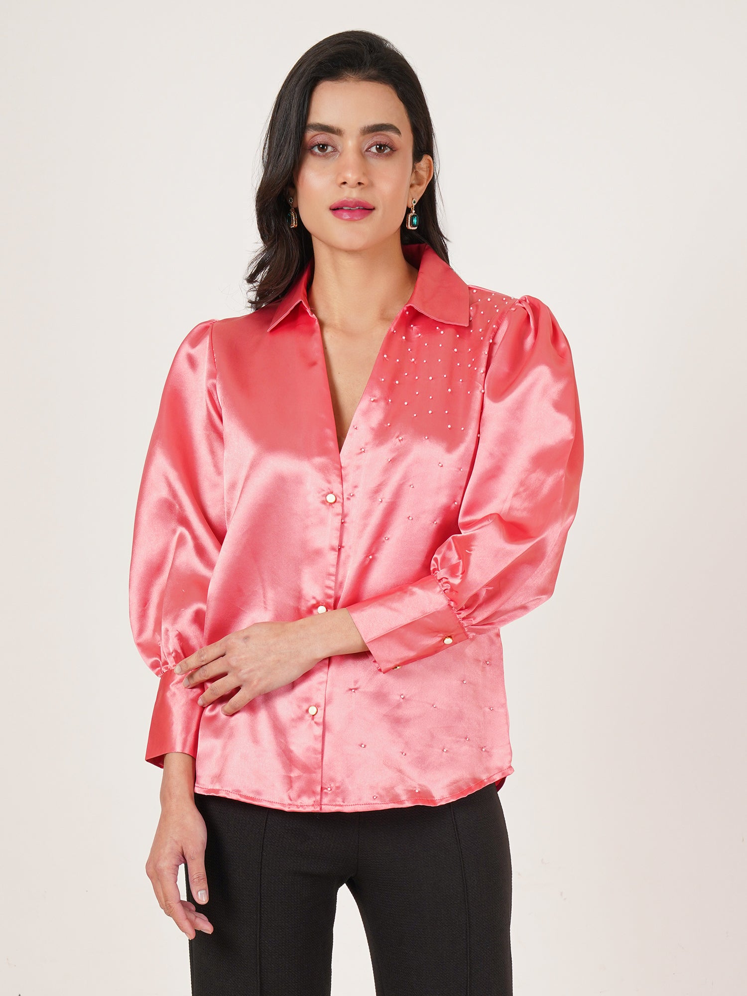 U&F Women Original Slim Fit Opaque Printed Party Shirt