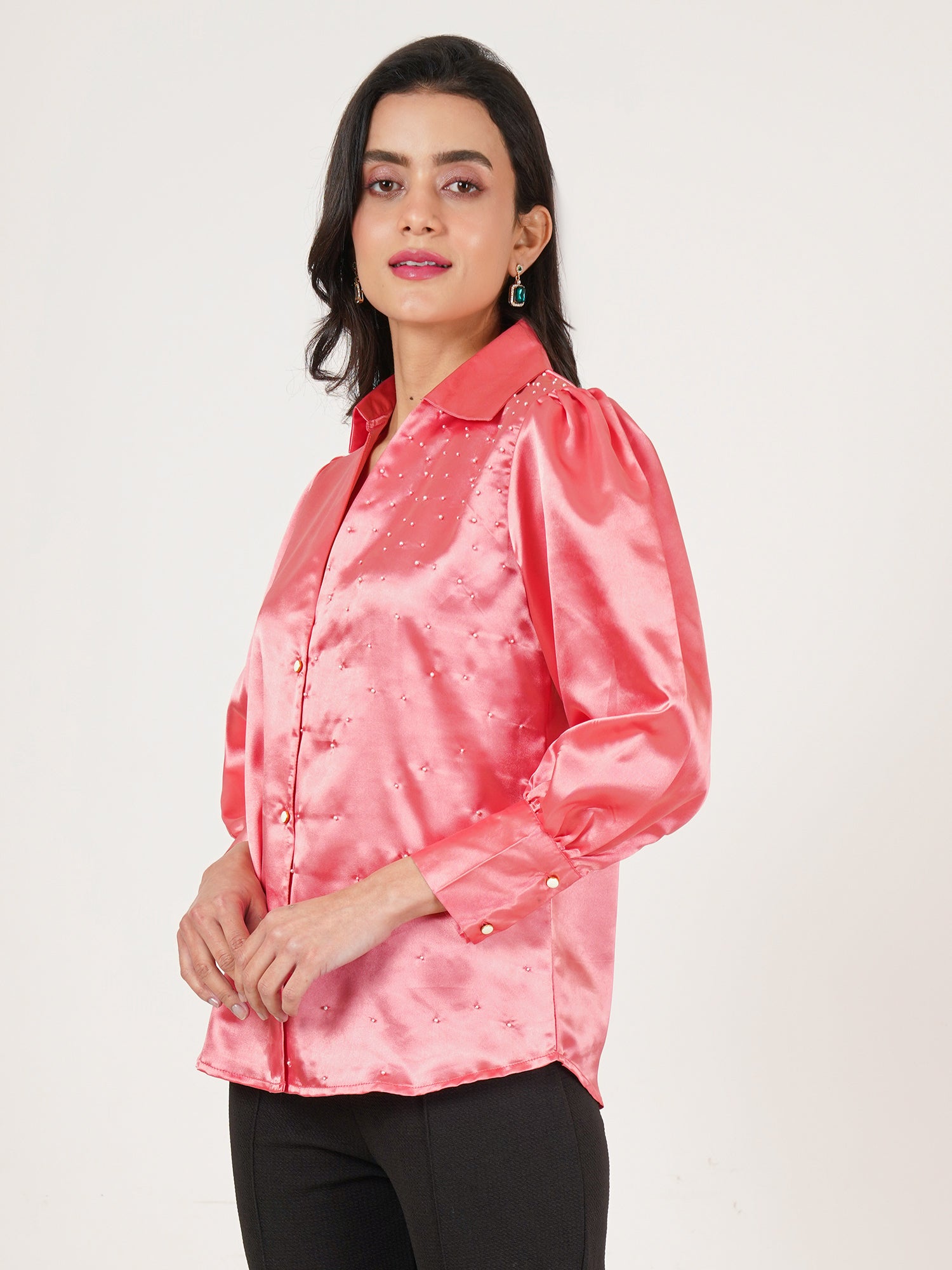 U&F Women Original Slim Fit Opaque Printed Party Shirt