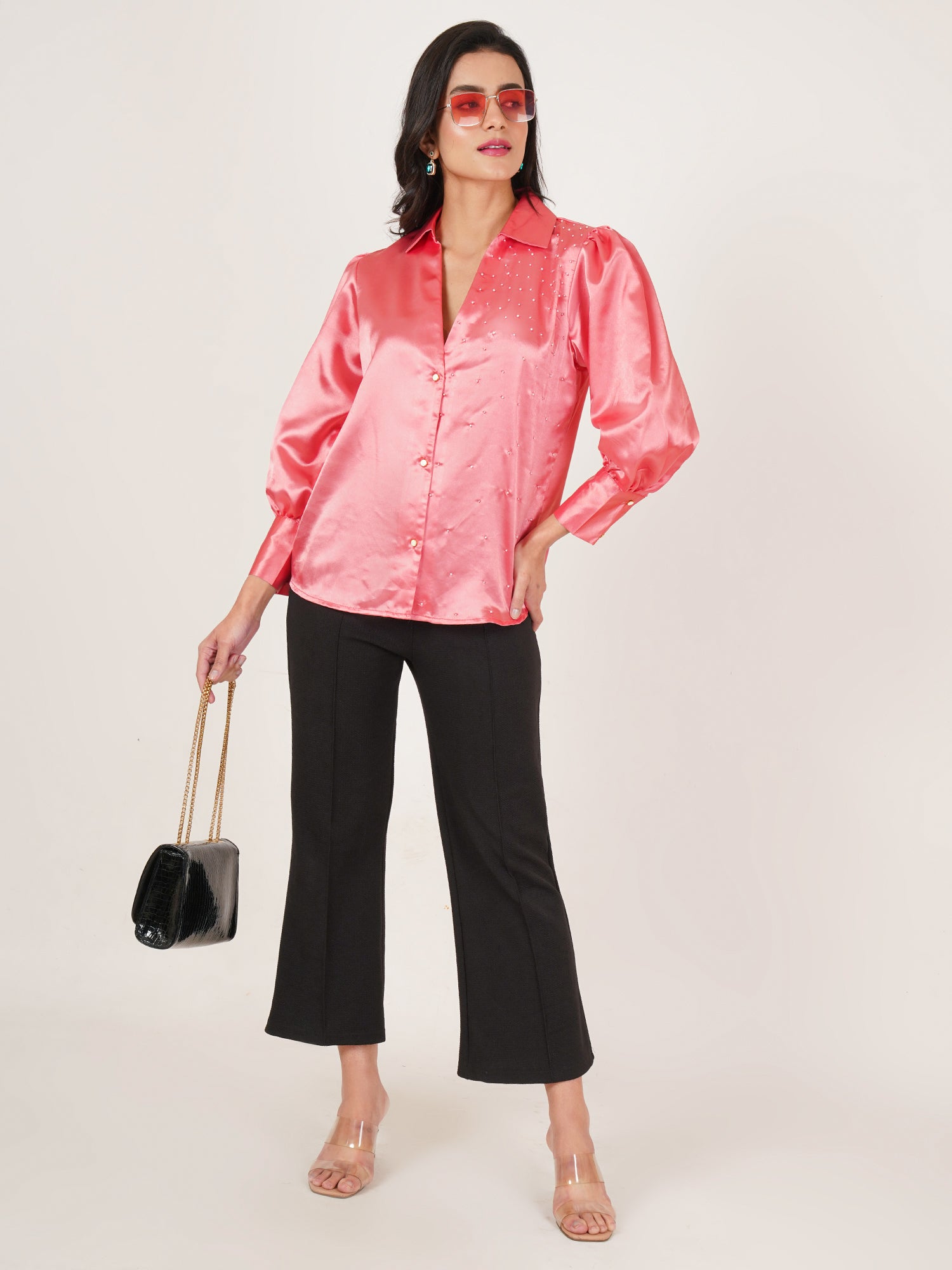 U&F Women Original Slim Fit Opaque Printed Party Shirt