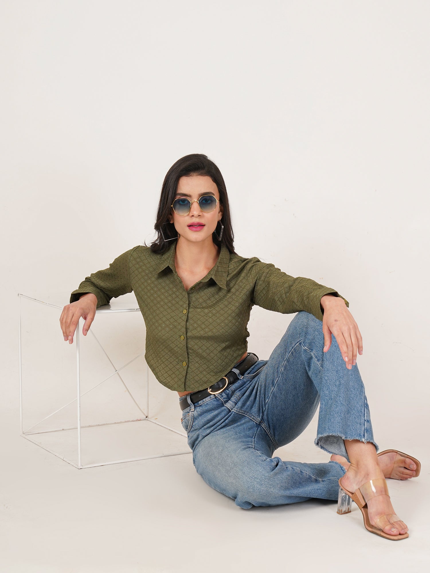 U&F Women Original Slim Fit Opaque Casual Shirt