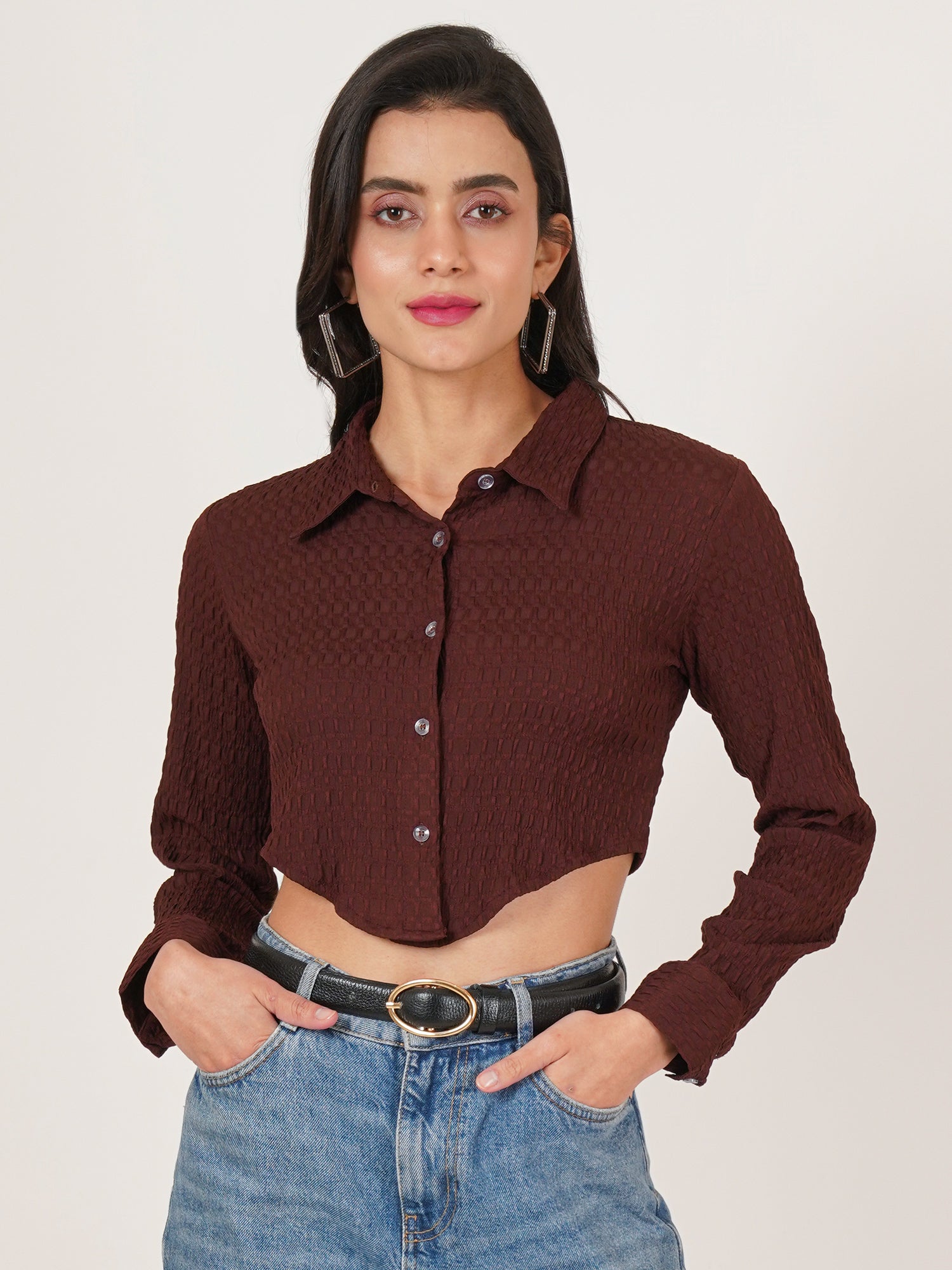 U&F Women Original Slim Fit Opaque Casual Shirt