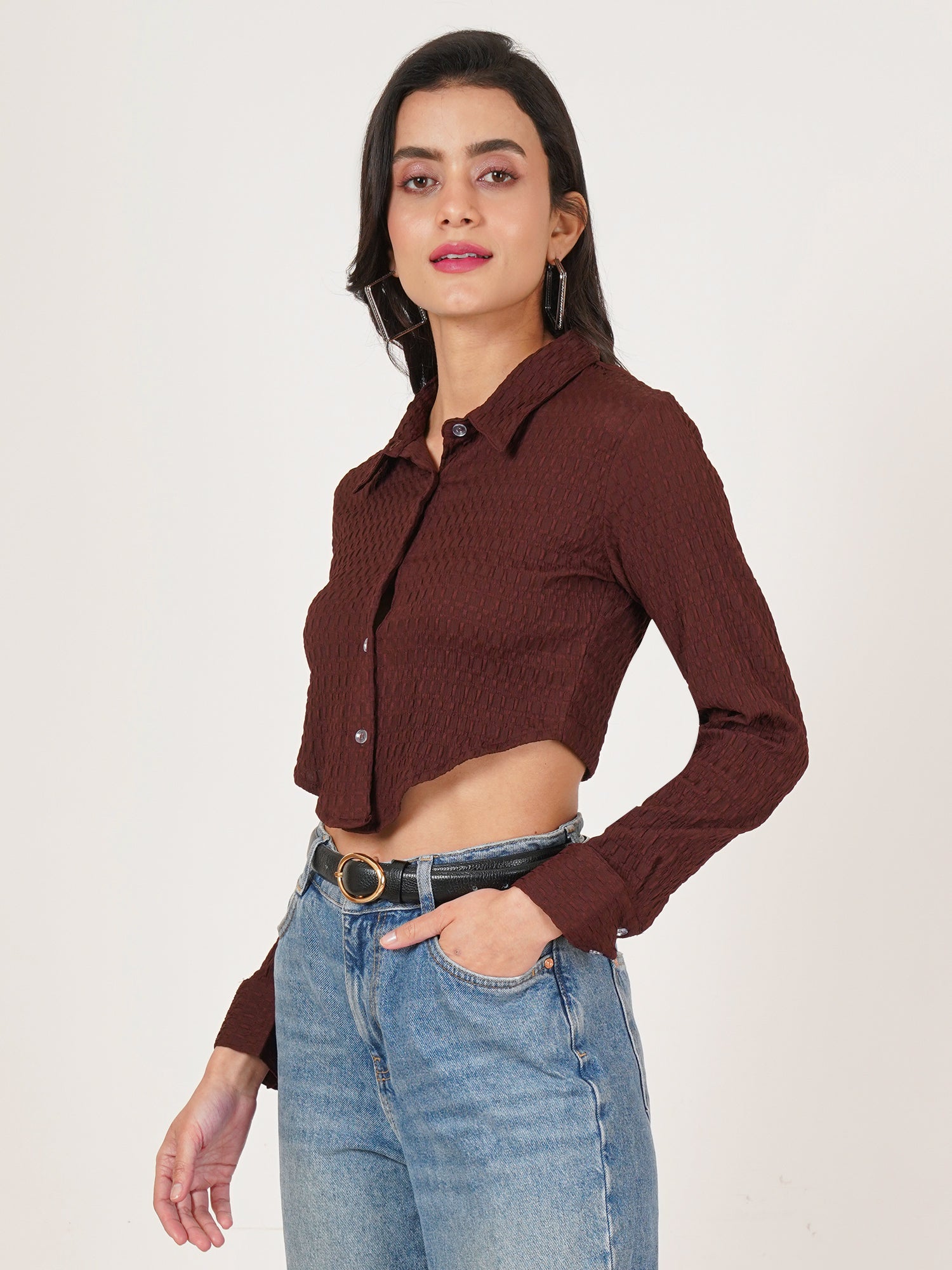 U&F Women Original Slim Fit Opaque Casual Shirt