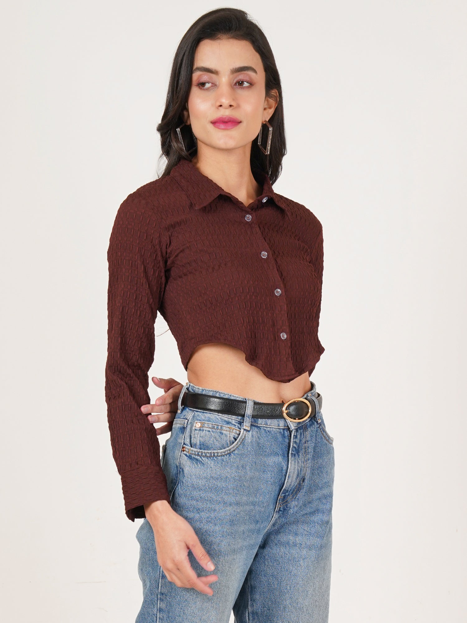 U&F Women Original Slim Fit Opaque Casual Shirt