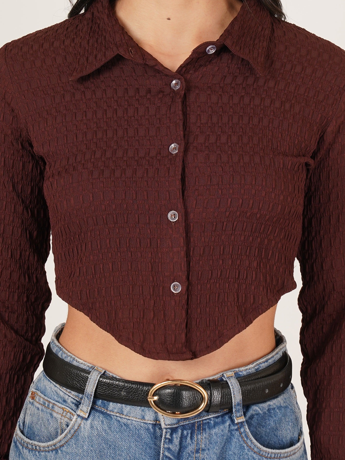 U&F Women Original Slim Fit Opaque Casual Shirt