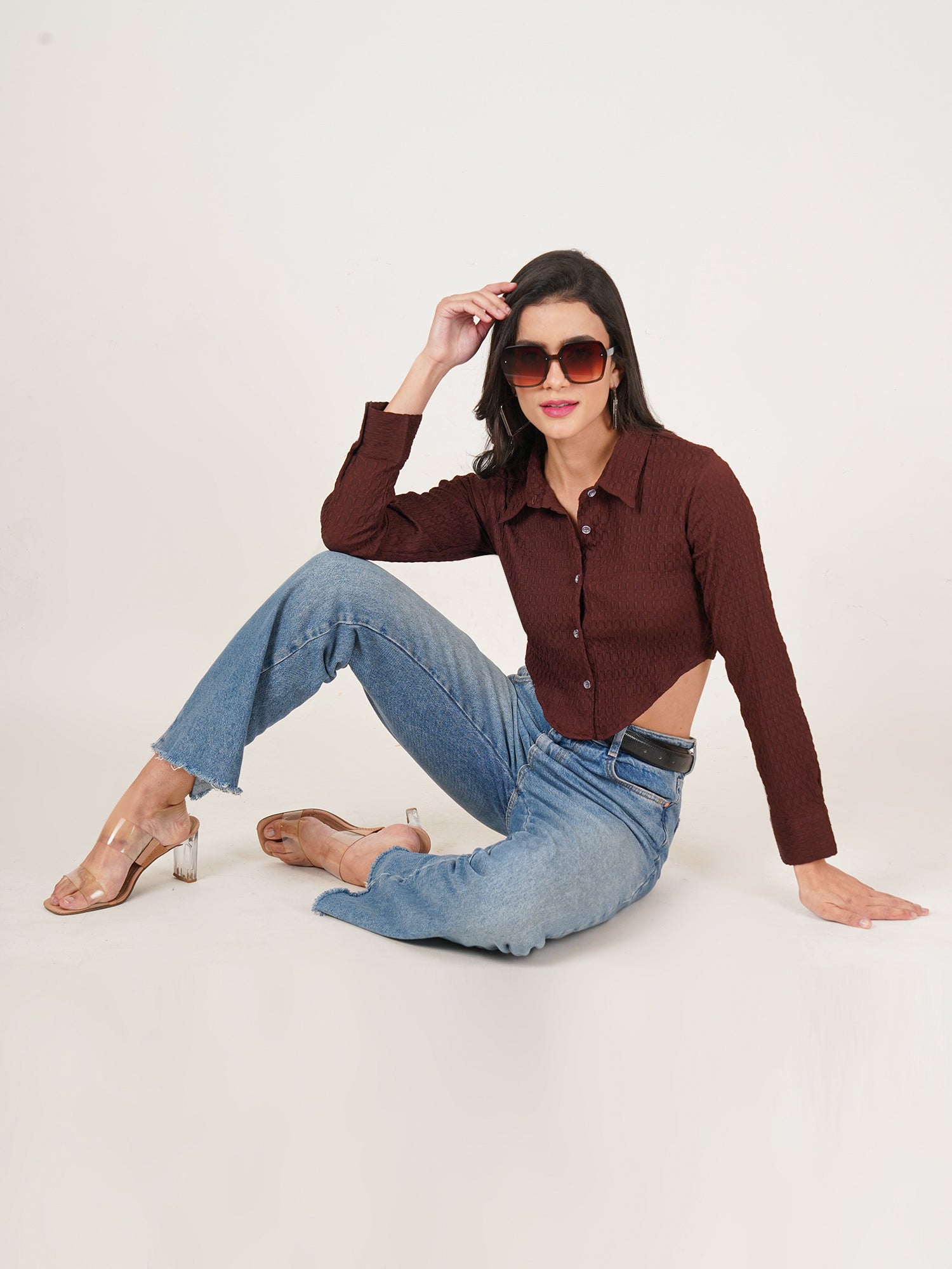 U&F Women Original Slim Fit Opaque Casual Shirt