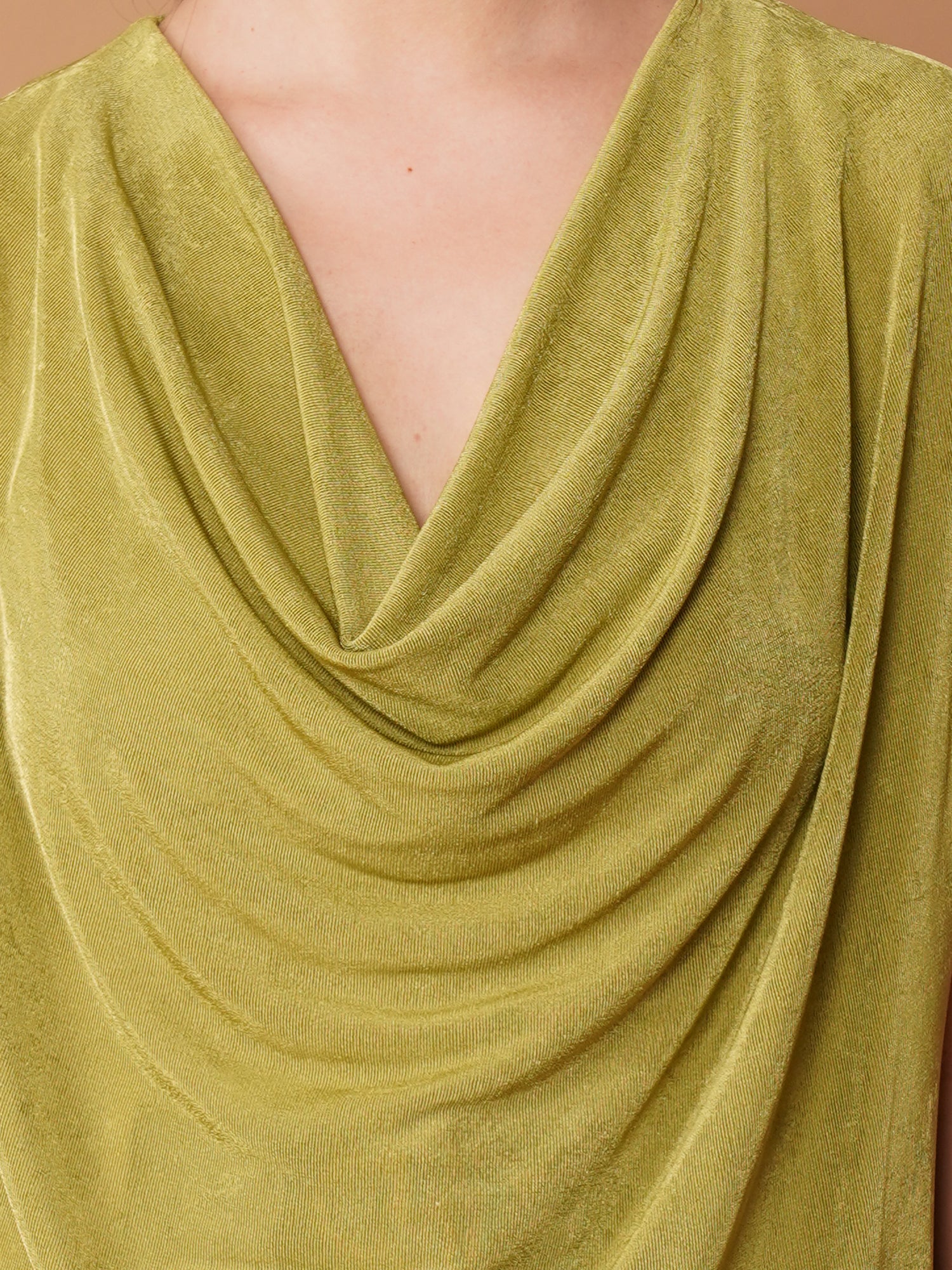 U&F Green Drape Neck Shimmery Top
