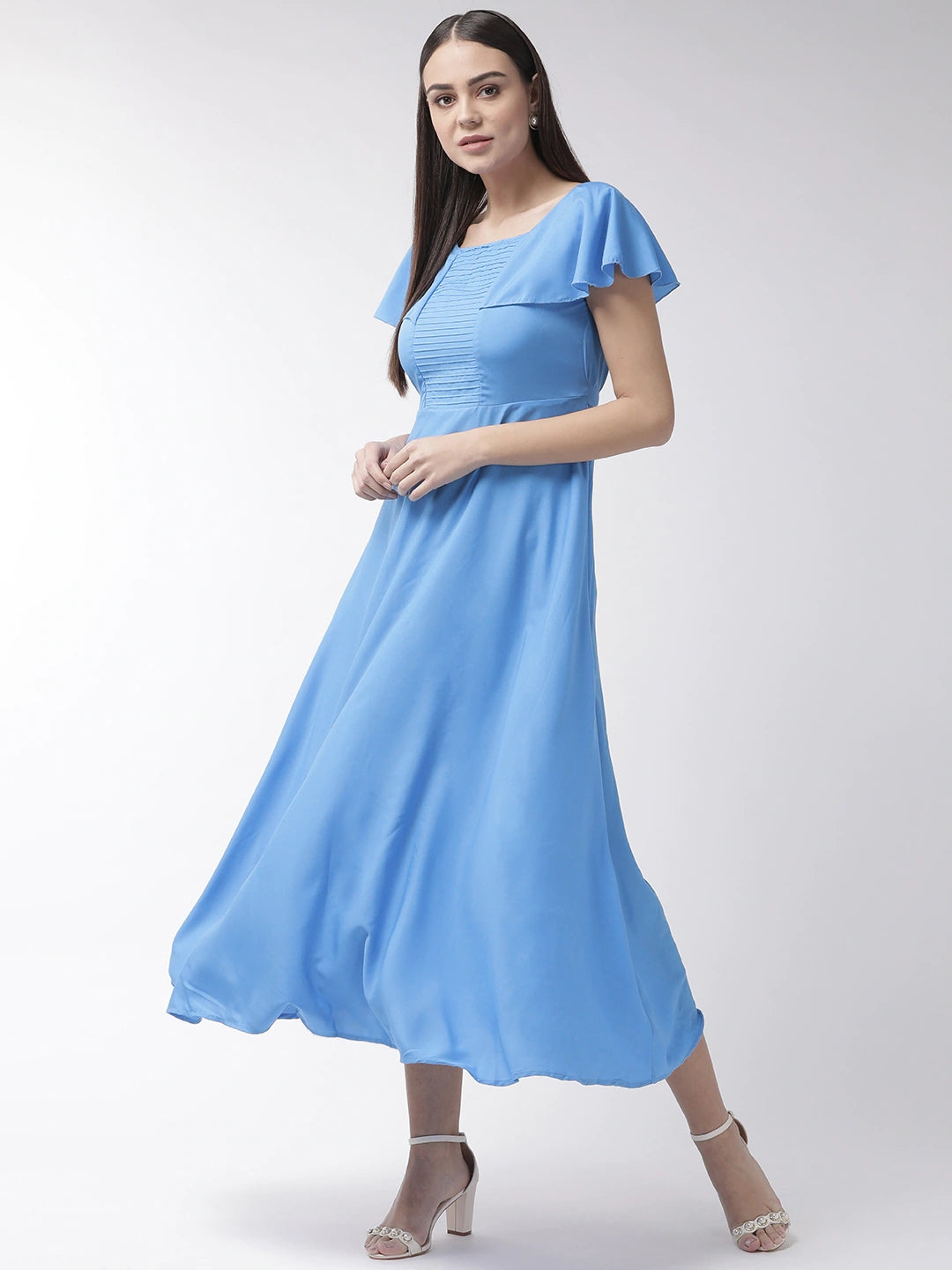 Women Blue Solid Maxi Dress