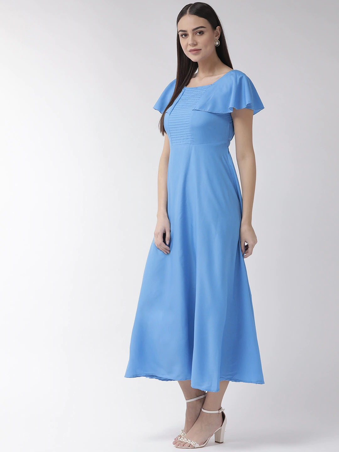 Women Blue Solid Maxi Dress