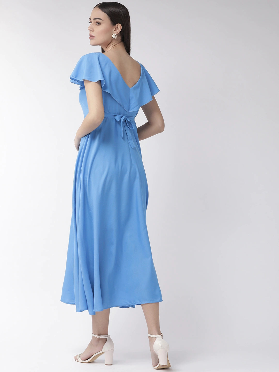 Women Blue Solid Maxi Dress