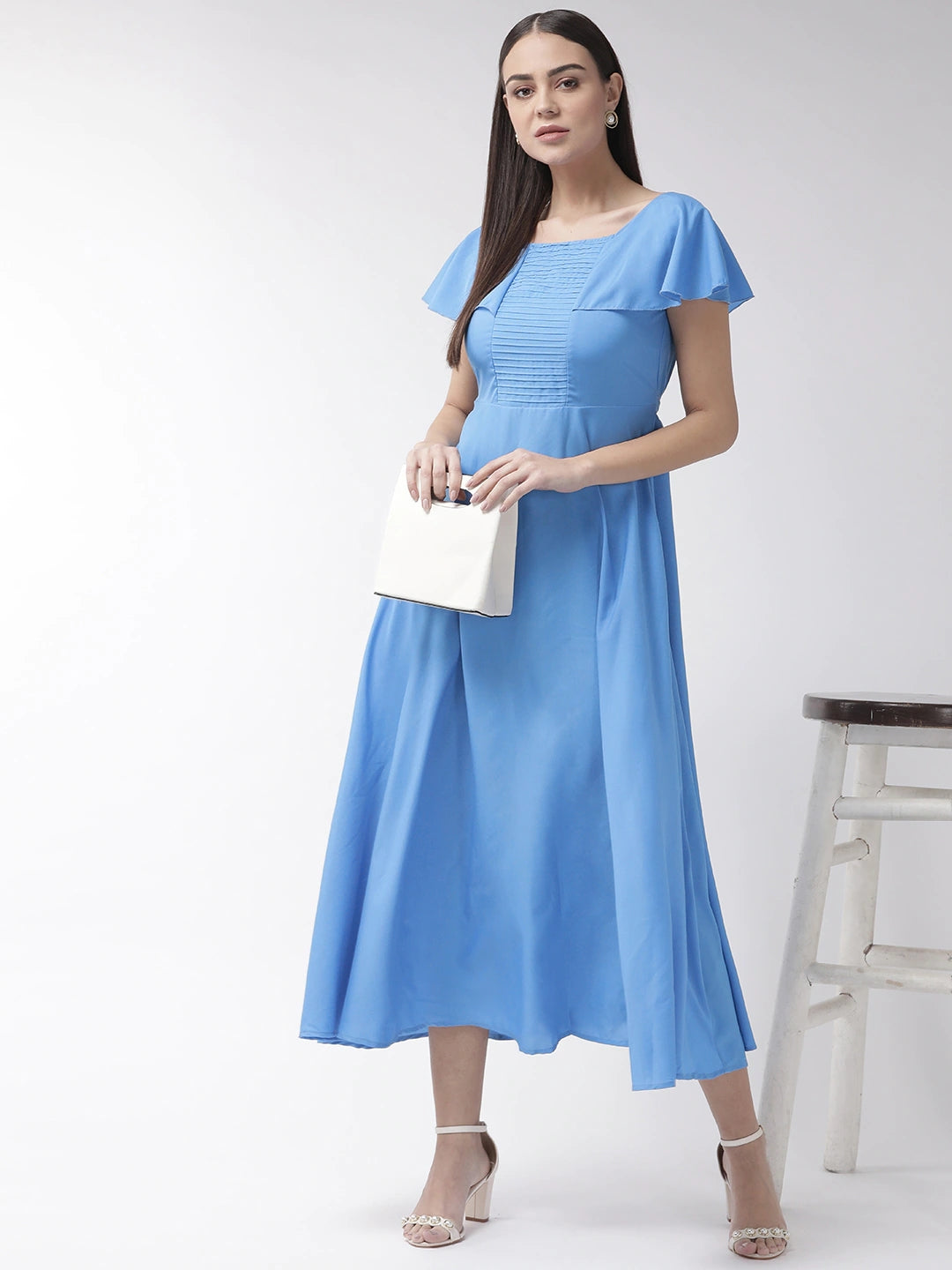 Women Blue Solid Maxi Dress