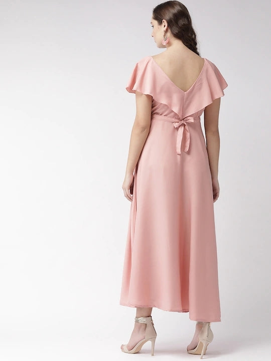 Women Pink Solid Maxi Dress