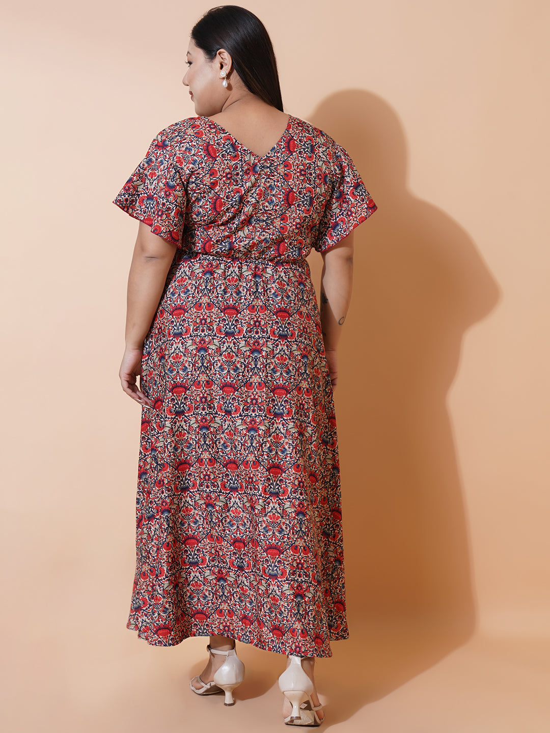 Women Plus Size Multi Printed Crepe Maxi Dress
