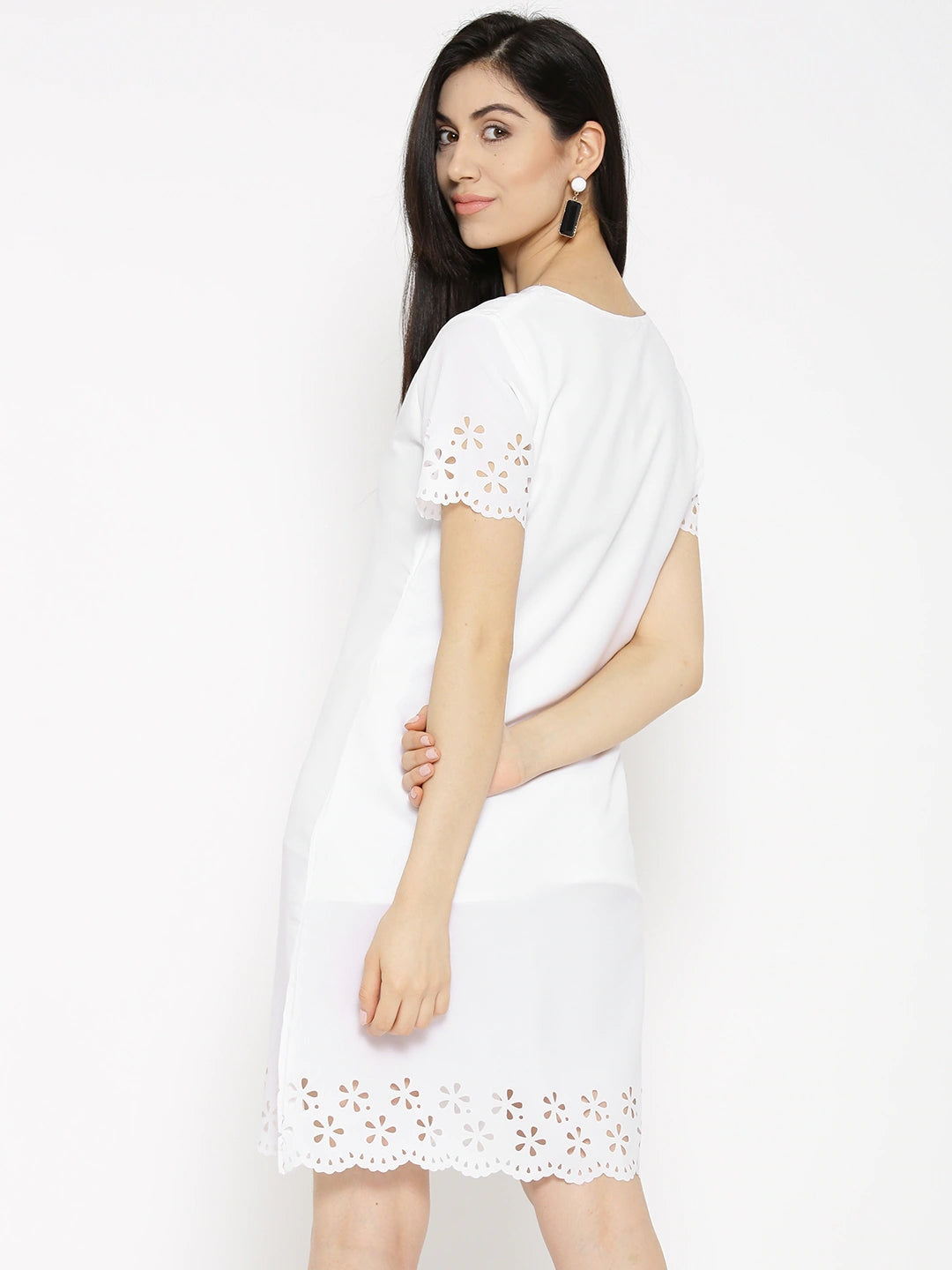 Women White Solid A-Line Dress