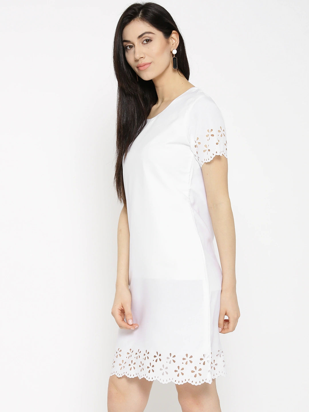 Women White Solid A-Line Dress