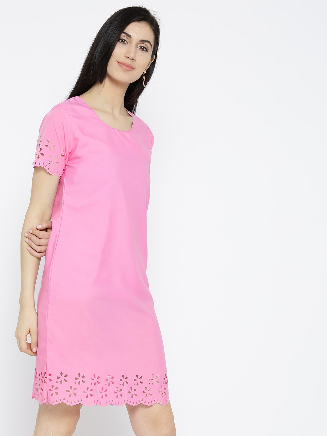 Women Pink Solid A-Line Dress