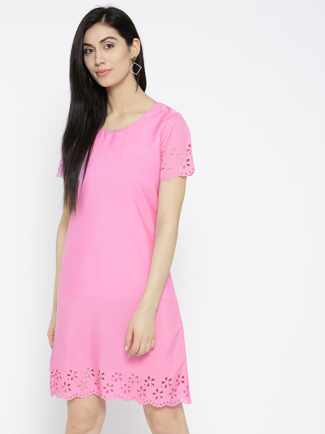 Women Pink Solid A-Line Dress
