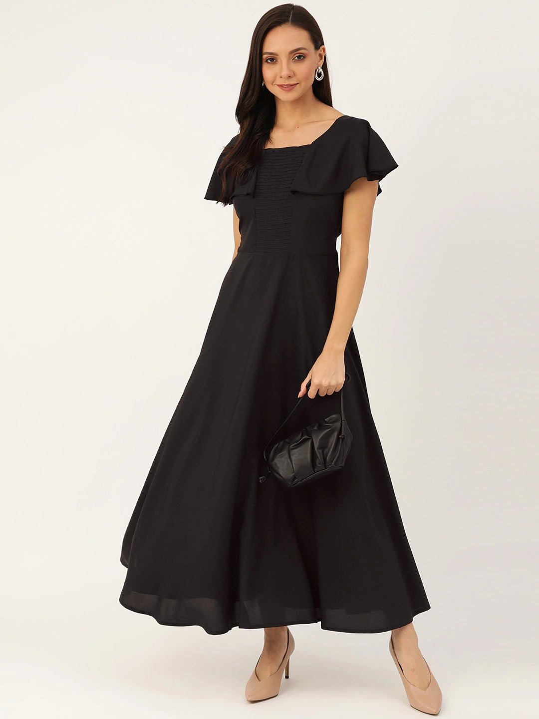 Women Black Solid Maxi Dress
