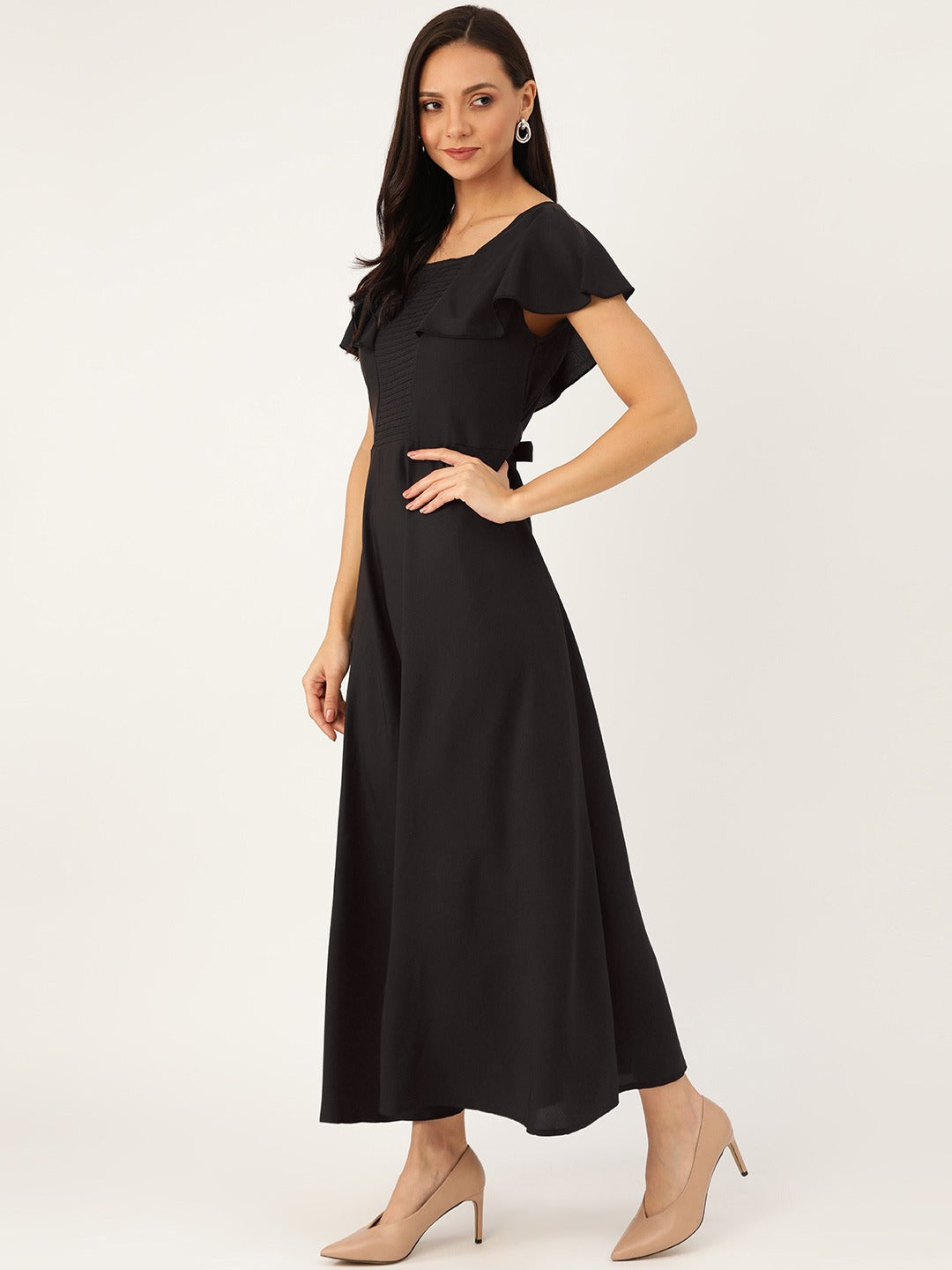 Women Black Solid Maxi Dress
