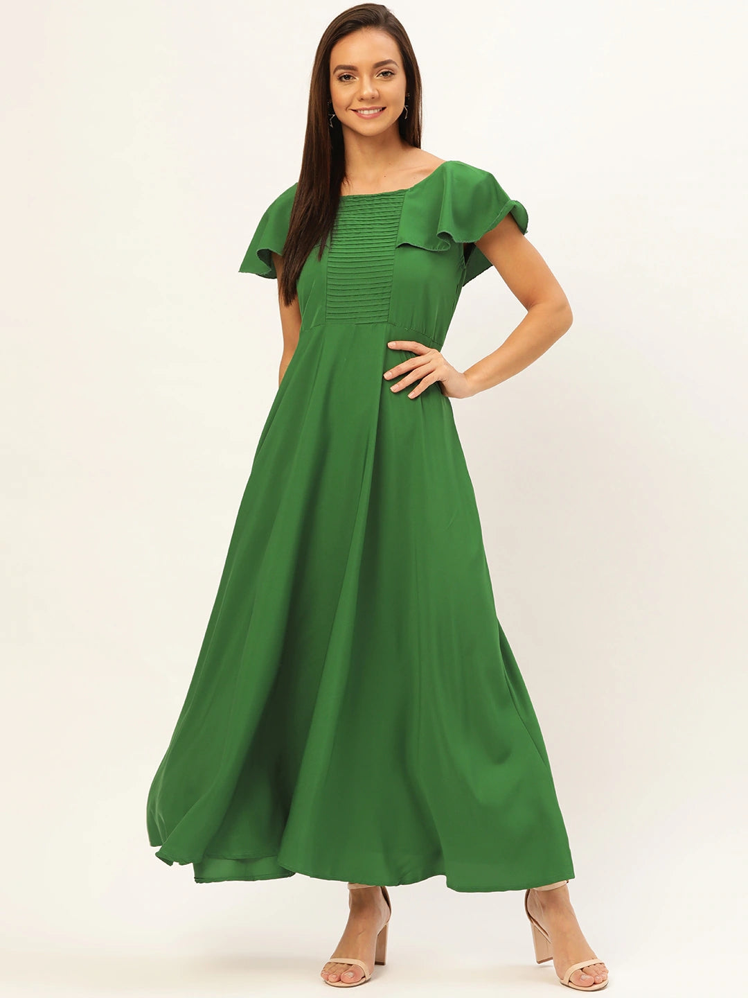 Women Green Solid Maxi Dress