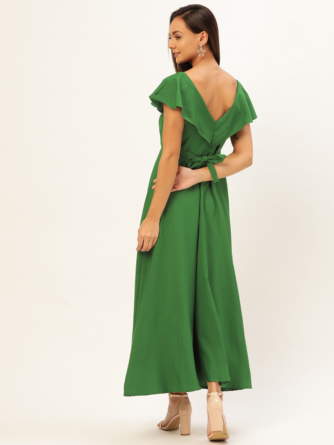 Women Green Solid Maxi Dress