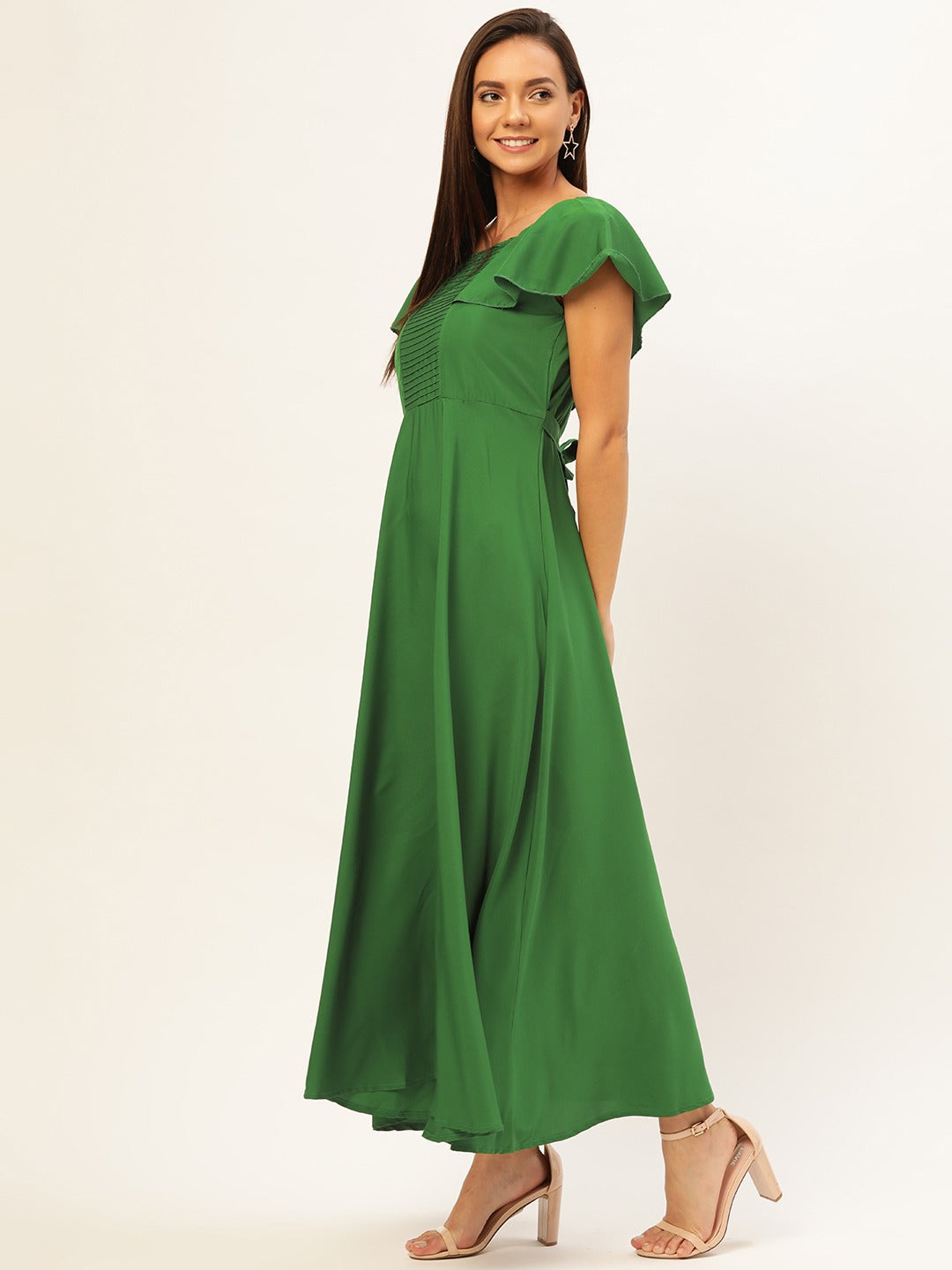 Women Green Solid Maxi Dress