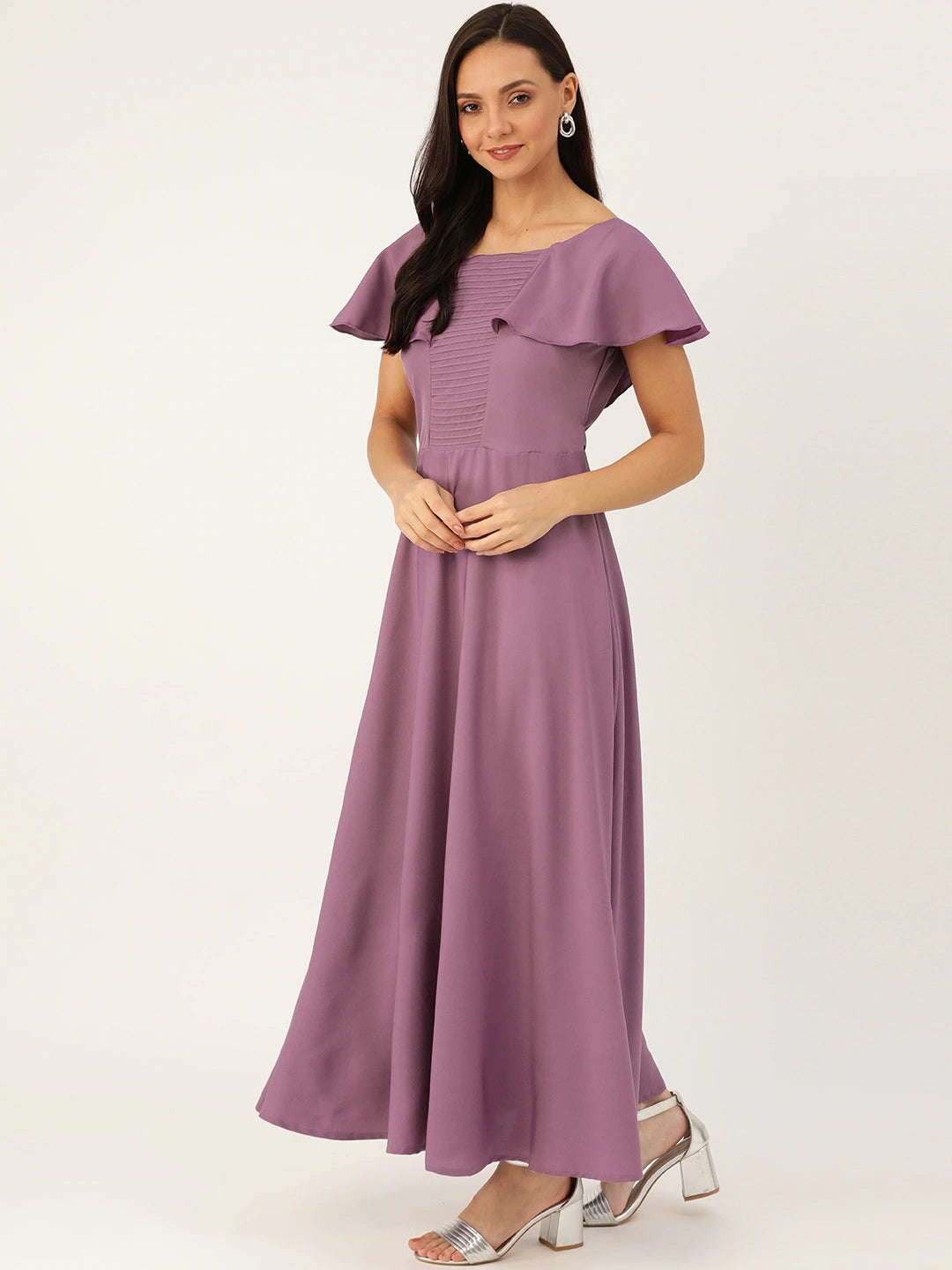 Women Purple Solid Maxi Dress